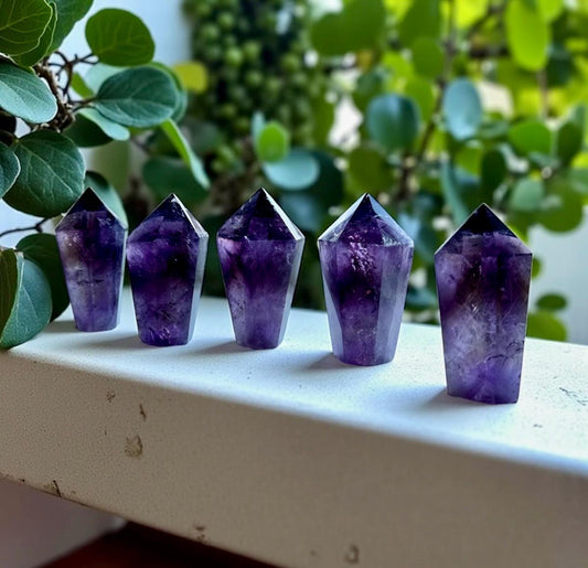 Bahia Amethyst Dragon Tooth Obelisk Tower. "3-4” Deep Purple, Spiritual Calm