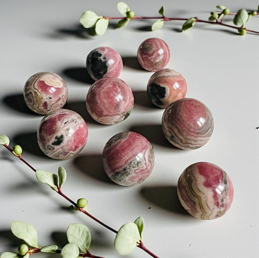 Grade AA Rhodochrosite Mini Sphere: Emotional Healing Crystal