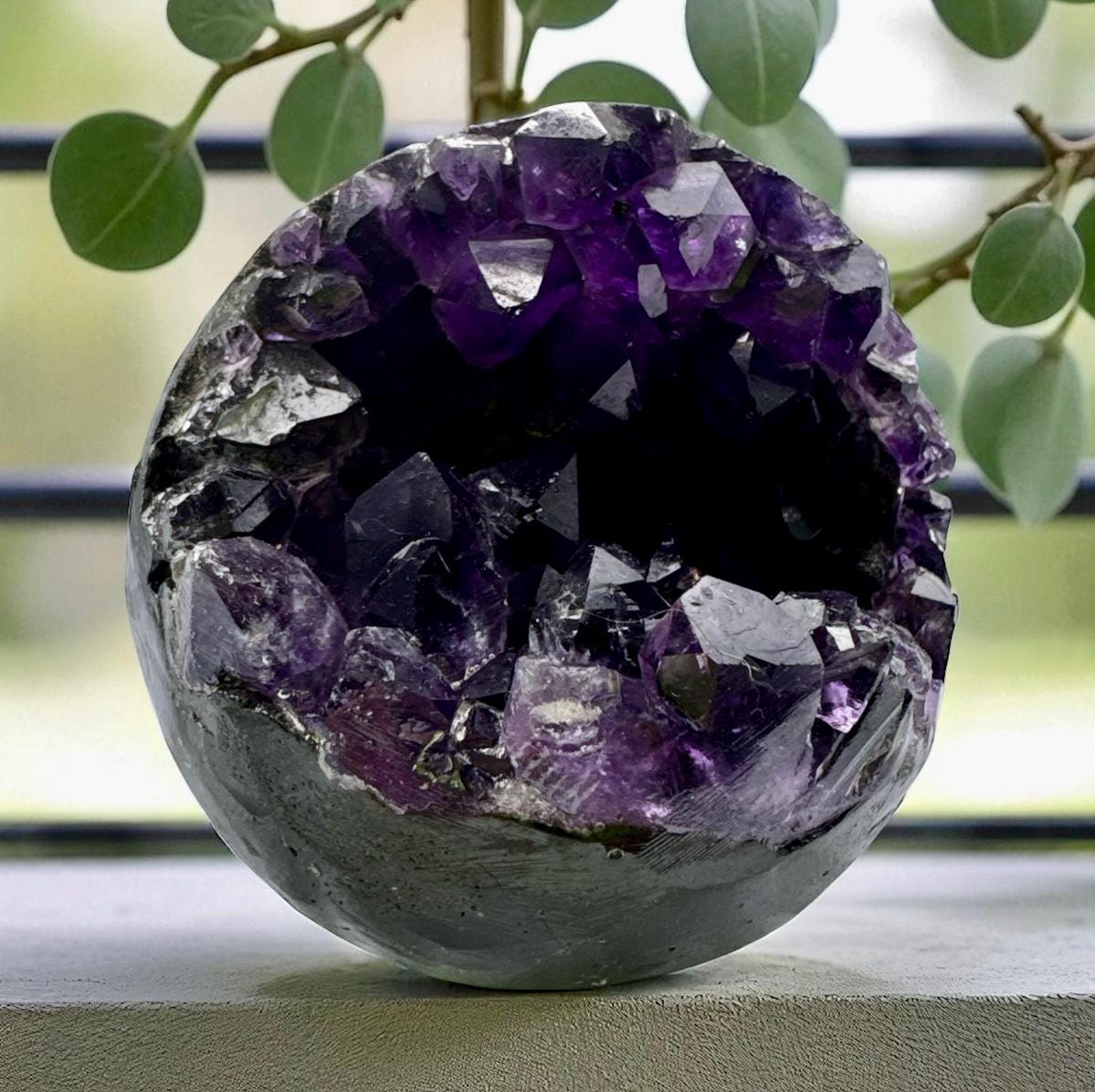 Amethyst Dark Crystal Cluster Sphere: Spiritual Protection, Luna by Louise
