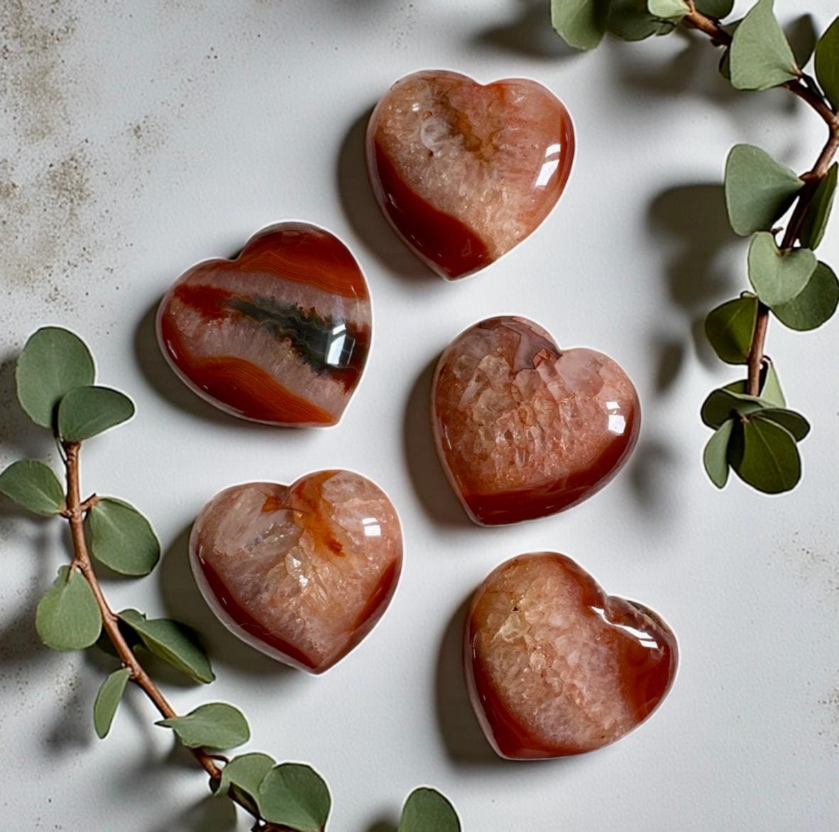 Carnelian Druzy "1" Crystal Heart: Energizing Gemstone