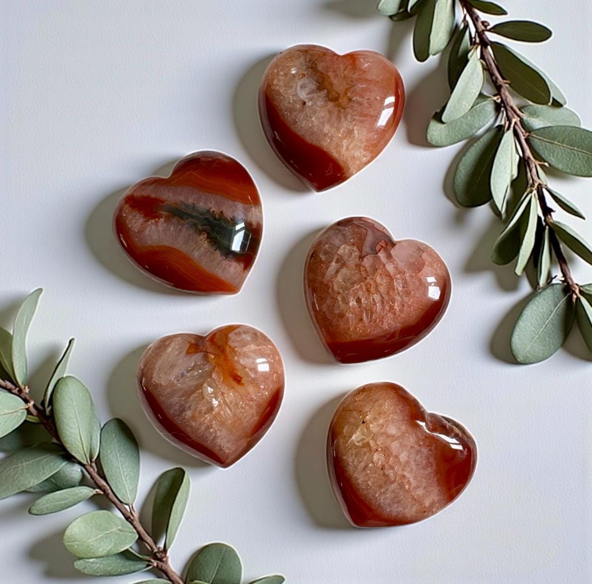 Carnelian Druzy "1" Crystal Heart: Energizing Gemstone
