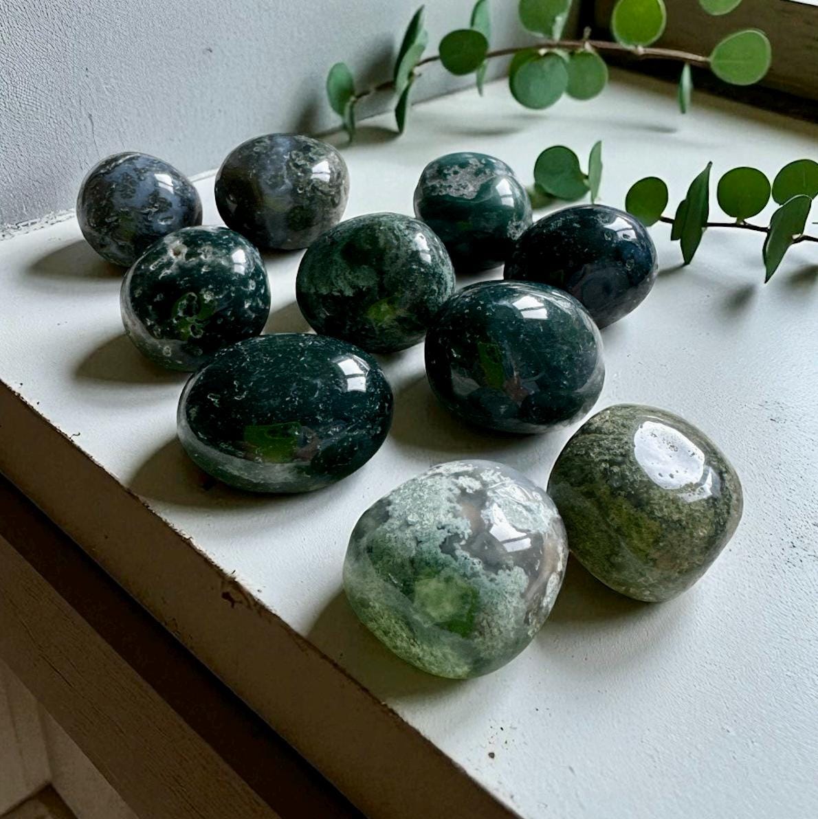 Moss Agate Spherical Tumble Stone | Nurturing Earth Energy in Every Stone