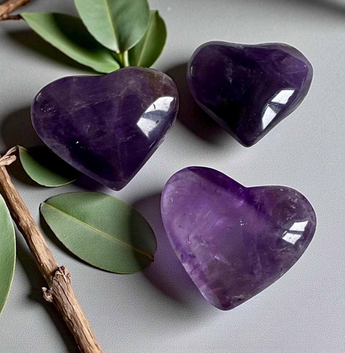 Amethyst Polished Dark Purple Crystal Heart – Natural Healing Stone for Love, Calm & Protection