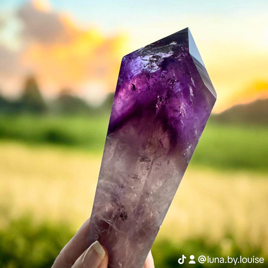 Bahia Amethyst Dragon Tooth Crystal Wand: Rainbow, Phantom & Smokey Citrine