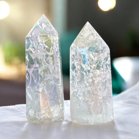 Aura Crackle Quartz Tower: Iridescent Crystal Point, Luna by Louise