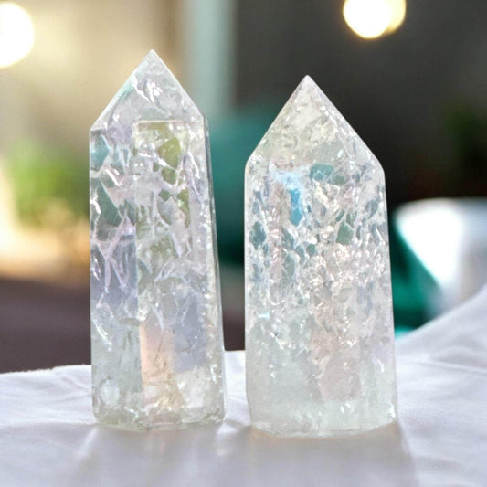 Aura Crackle Quartz Tower: Iridescent Crystal Point, Luna by Louise