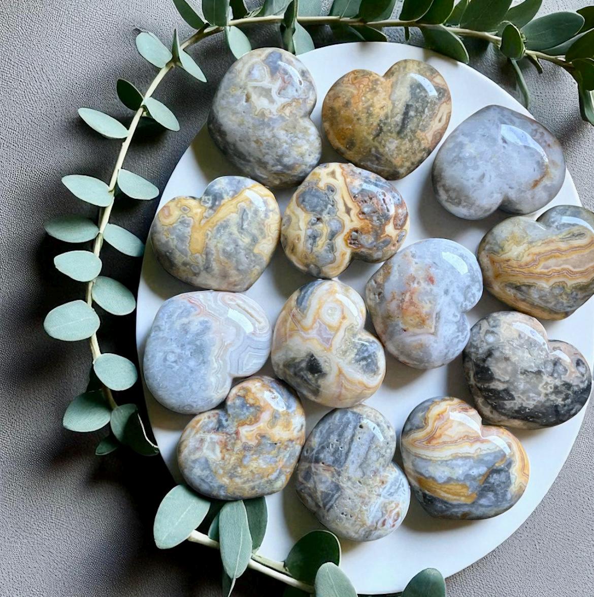 Polished Crazy Lace Agate Heart: Joy, Positivity, Healing Stone