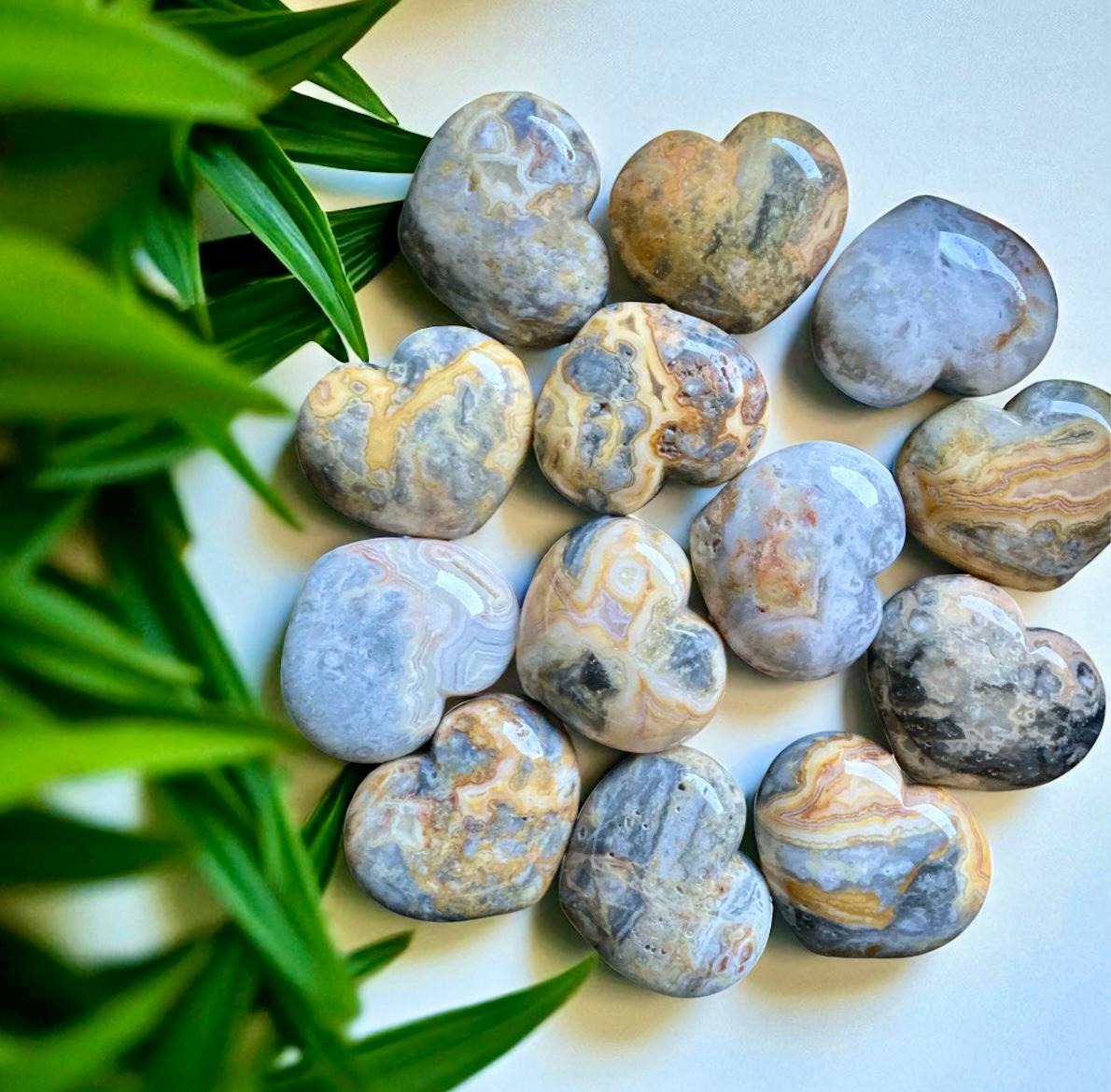 Crazy Lace Agate Heart 40mm – Polished Crystal for Joy, Positivity & Emotional Balance | Agate Healing Stone Gift