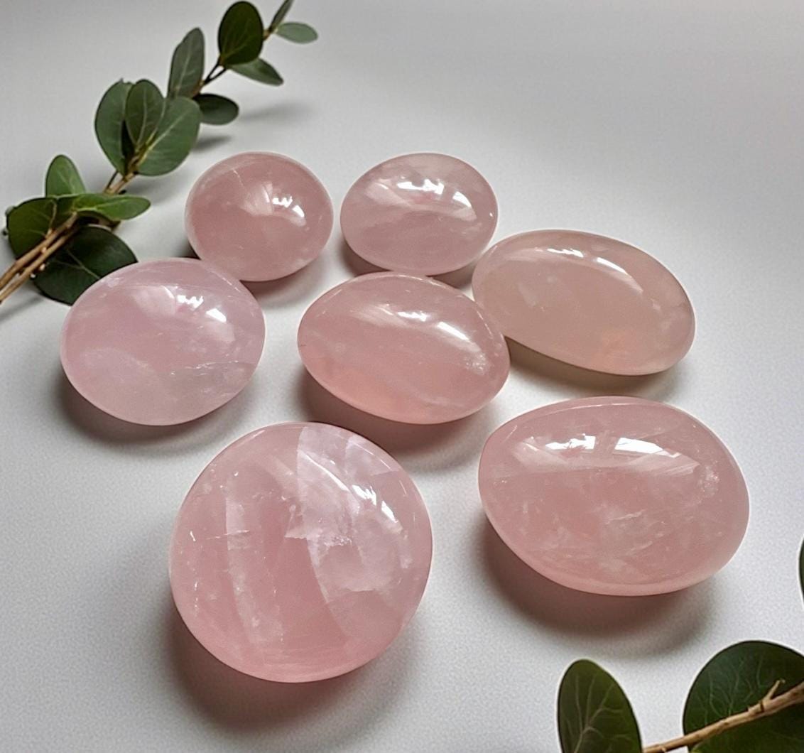 Rose Quartz Palm Stone: Love and Compassion Healing Crystal