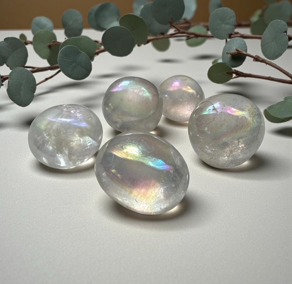 Angel Aura Quartz Tumble Stone – Radiant Iridescent Crystal for Joy & Serenity