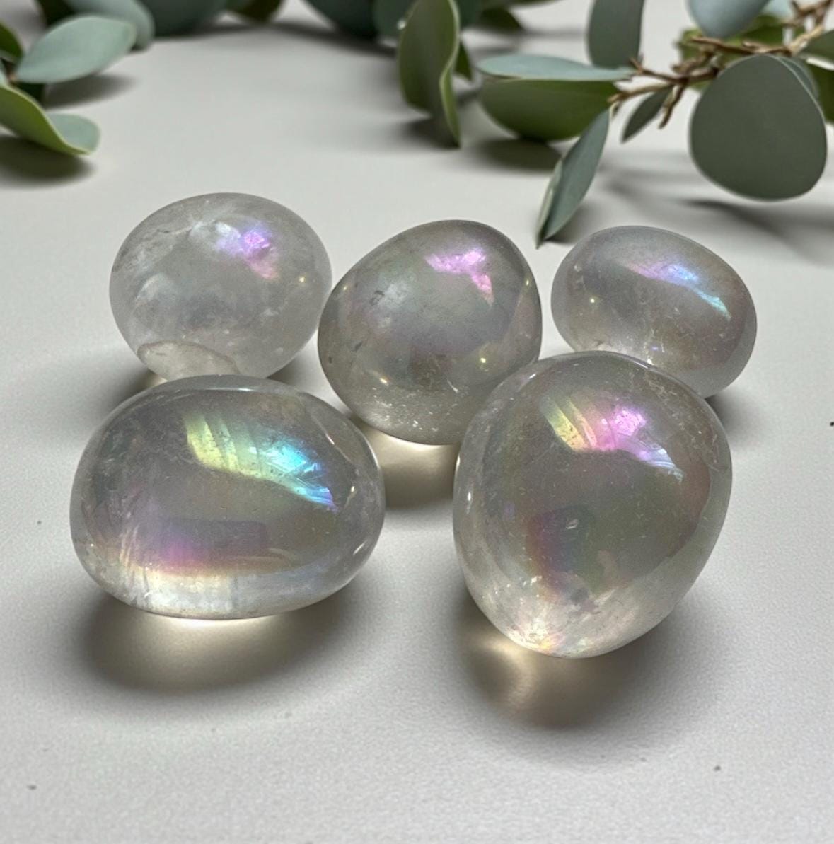 Angel Aura Quartz Tumble Stone – Radiant Iridescent Crystal for Joy & Serenity