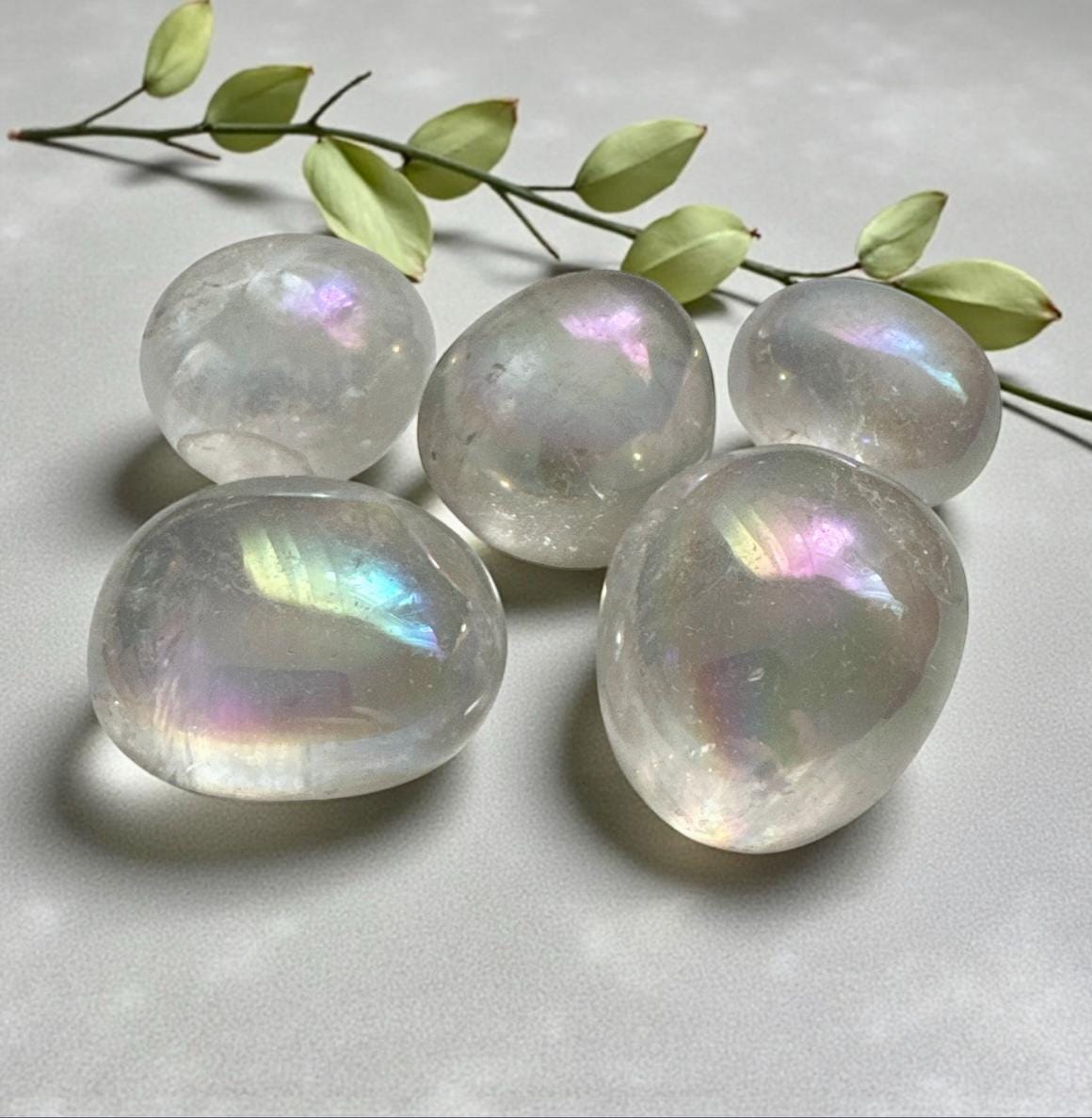 Angel Aura Quartz Tumble Stone – Radiant Iridescent Crystal for Joy & Serenity