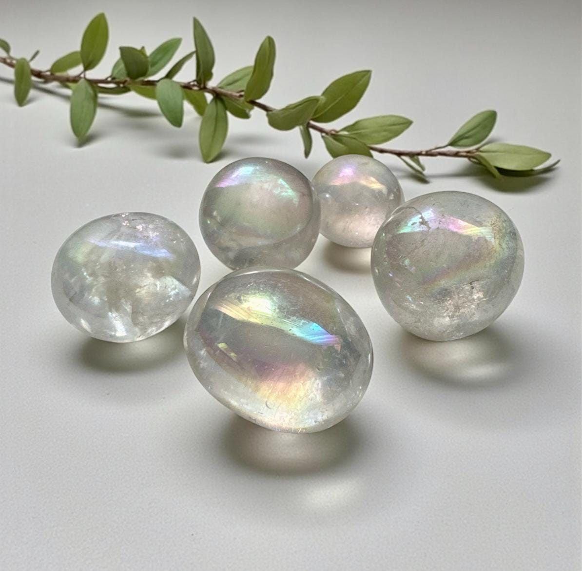 Angel Aura Quartz Tumble Stone – Radiant Iridescent Crystal for Joy & Serenity