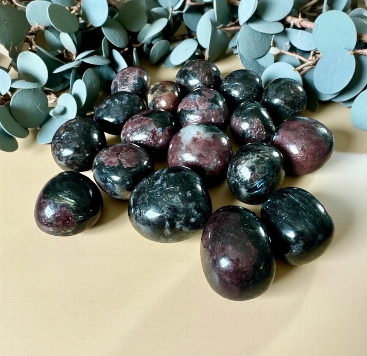 Garnet AND Astrophyllite Tumble Stone – Passion, Transformation & Strength | Luna by Louise, Crystal Shop UK