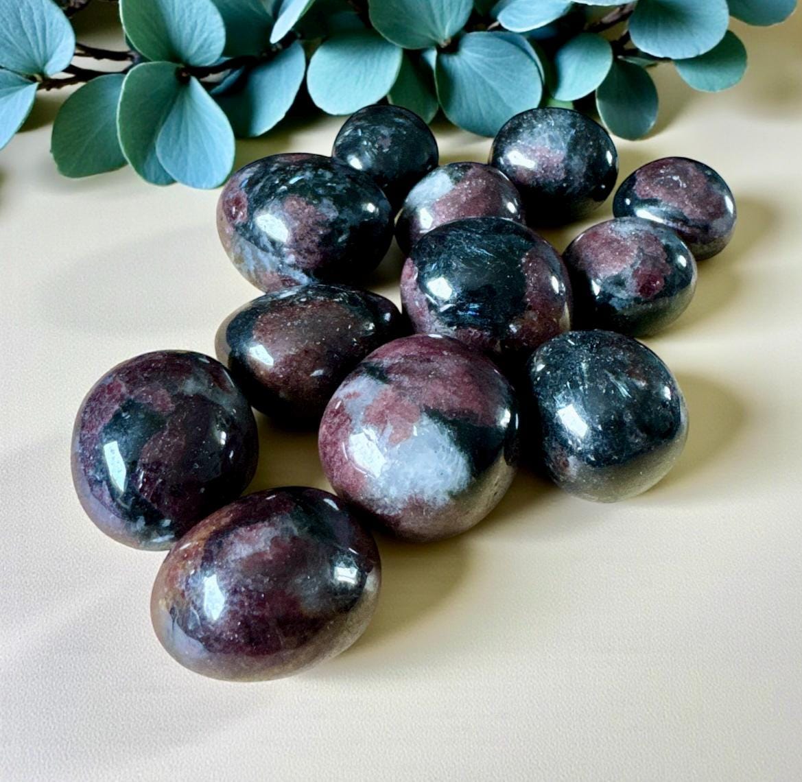 Garnet AND Astrophyllite Tumble Stone – Passion, Transformation & Strength | Luna by Louise, Crystal Shop UK