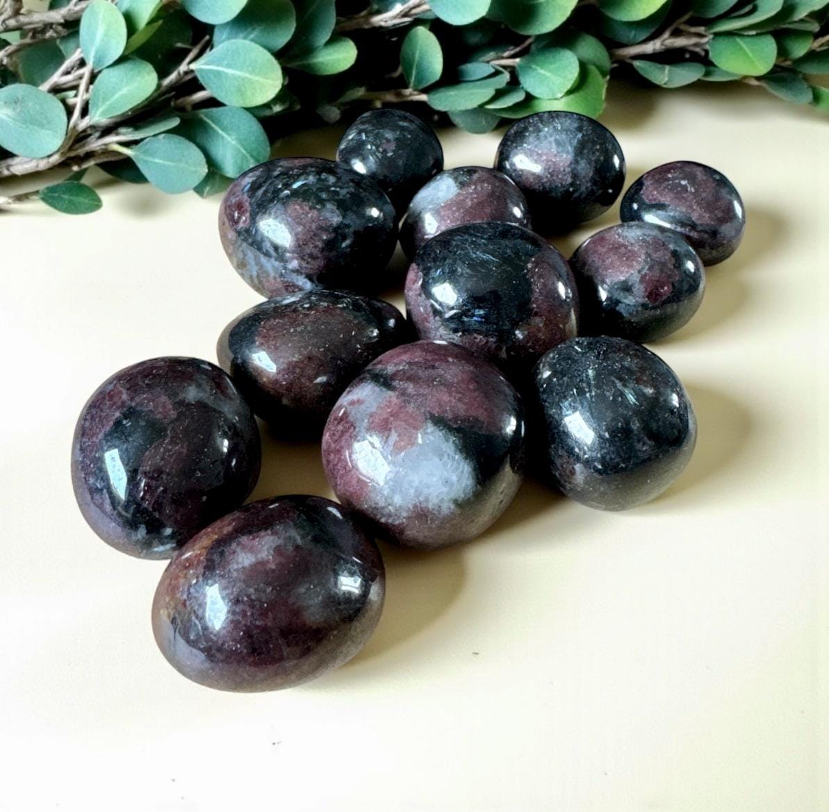 Garnet AND Astrophyllite Tumble Stone – Passion, Transformation & Strength | Luna by Louise, Crystal Shop UK