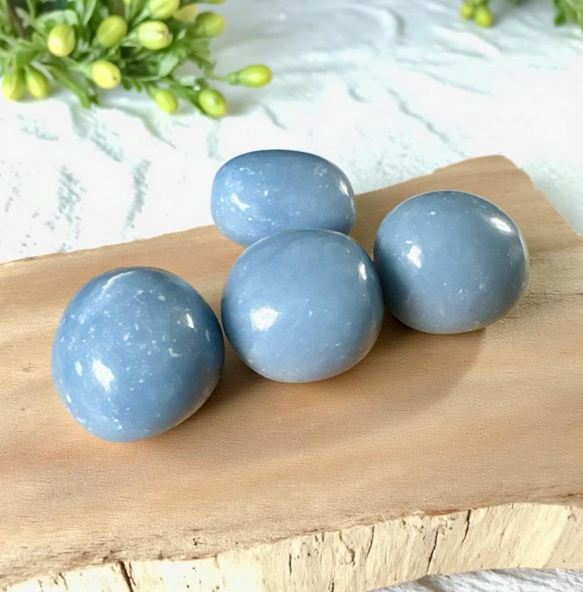 Angelite Tumble Stone – Peace, Serenity & Angelic Connection | Luna by Louise, Crystal Shop UK
