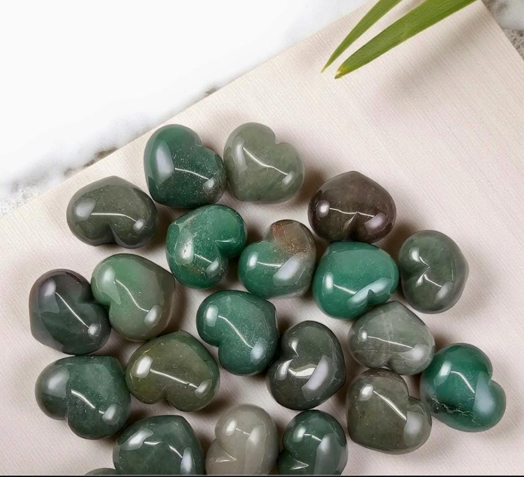 Aventurine Heart Carving (40mm) – Stone of Luck & Prosperity | Luna by Louise, Crystal Shop UK