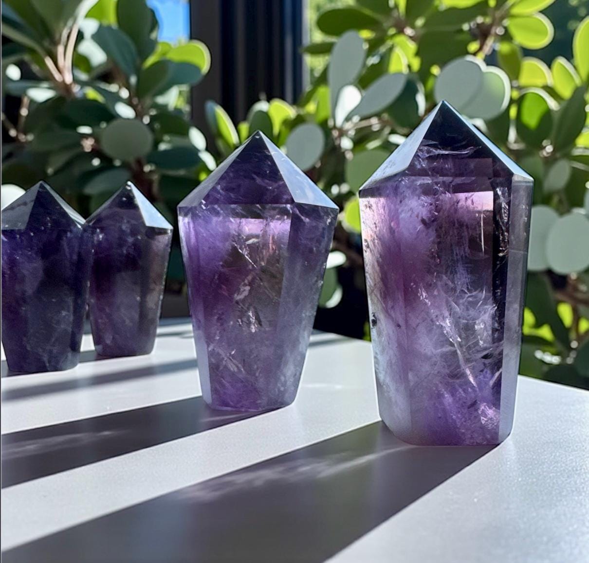 Bahia Amethyst Dragon Tooth Obelisk Tower. "3-4” Deep Purple, Spiritual Calm