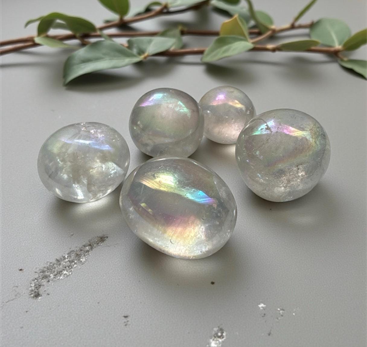 Angel Aura Quartz Tumble Stone – Radiant Iridescent Crystal for Joy & Serenity