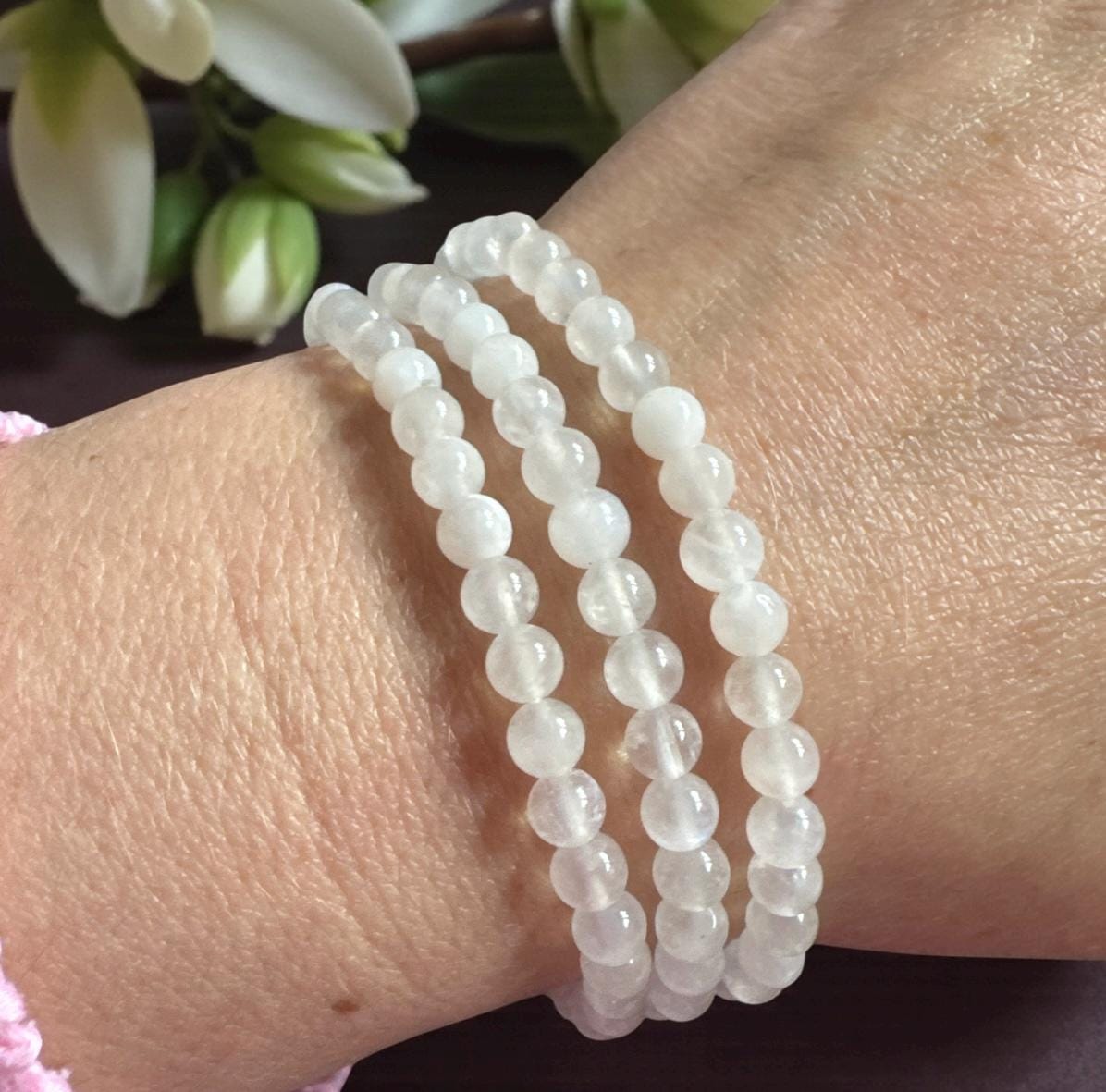 Angel Aura 5mm Quartz Bracelet: Rainbow Shimmer Crystal Jewelry, 7.5"