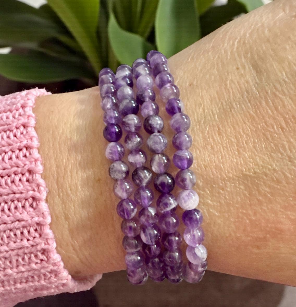 Amethyst Crystal Bead Bracelet: Handmade 4mm Healing Gemstone