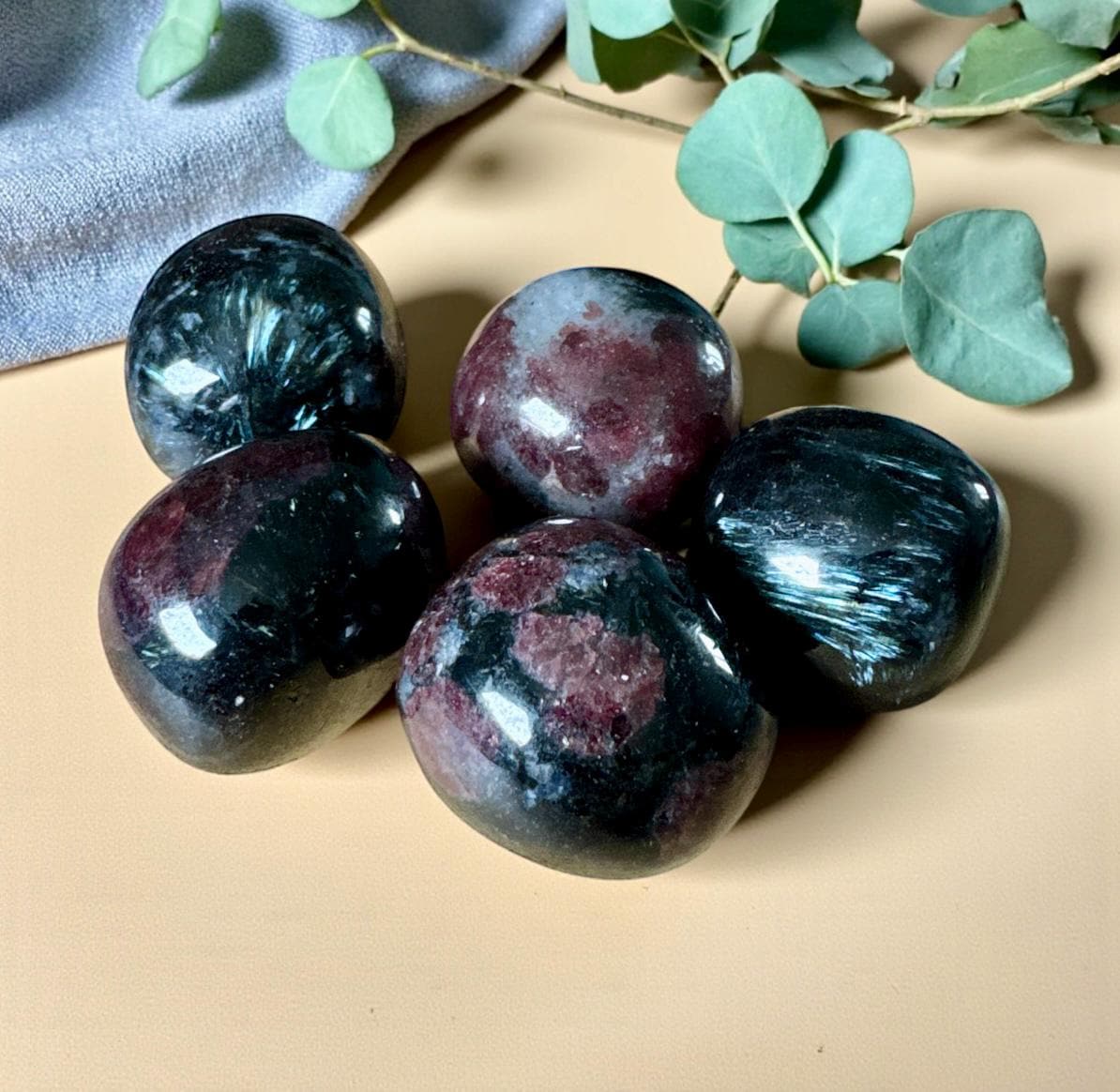 Garnet AND Astrophyllite Tumble Stone – Passion, Transformation & Strength | Luna by Louise, Crystal Shop UK