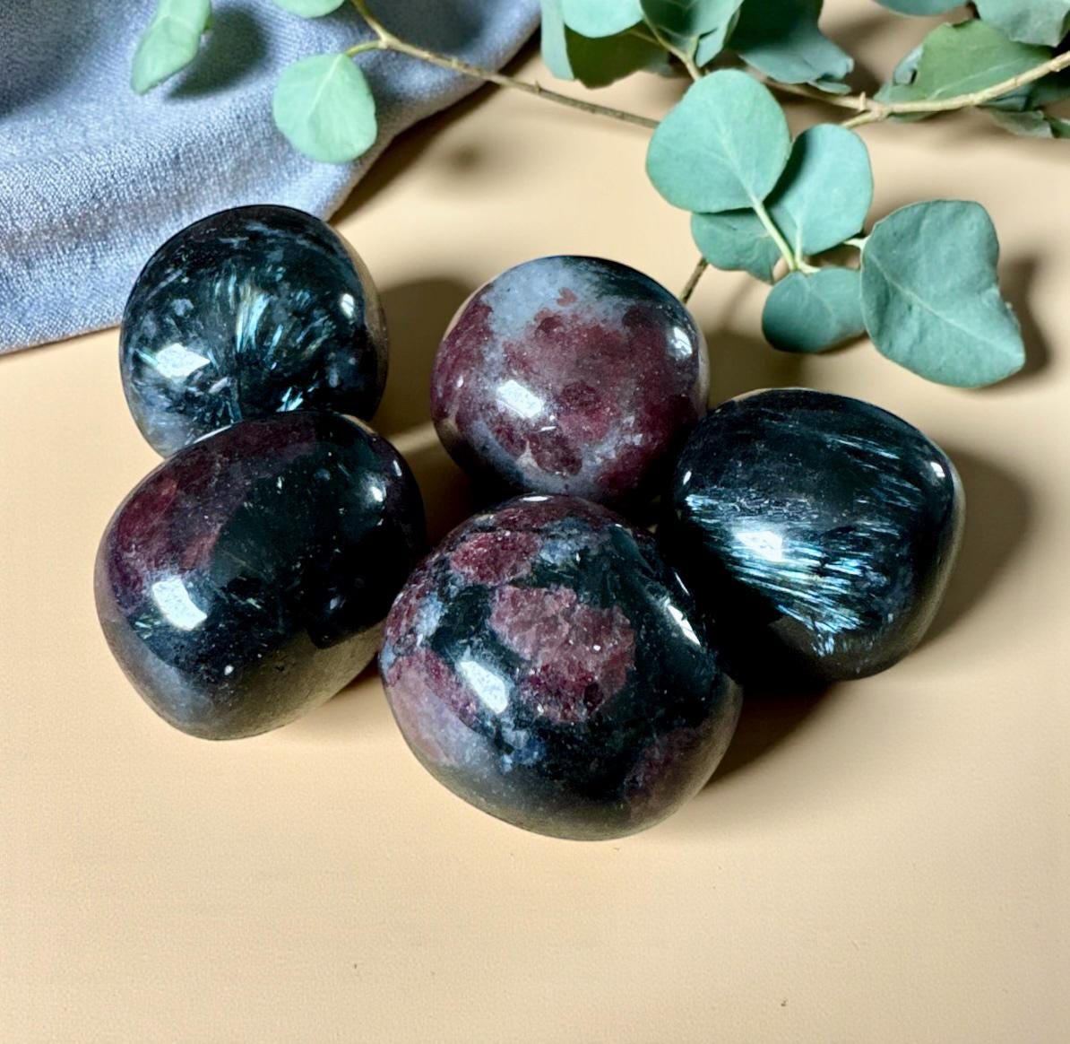 Garnet AND Astrophyllite Tumble Stone – Passion, Transformation & Strength | Luna by Louise, Crystal Shop UK
