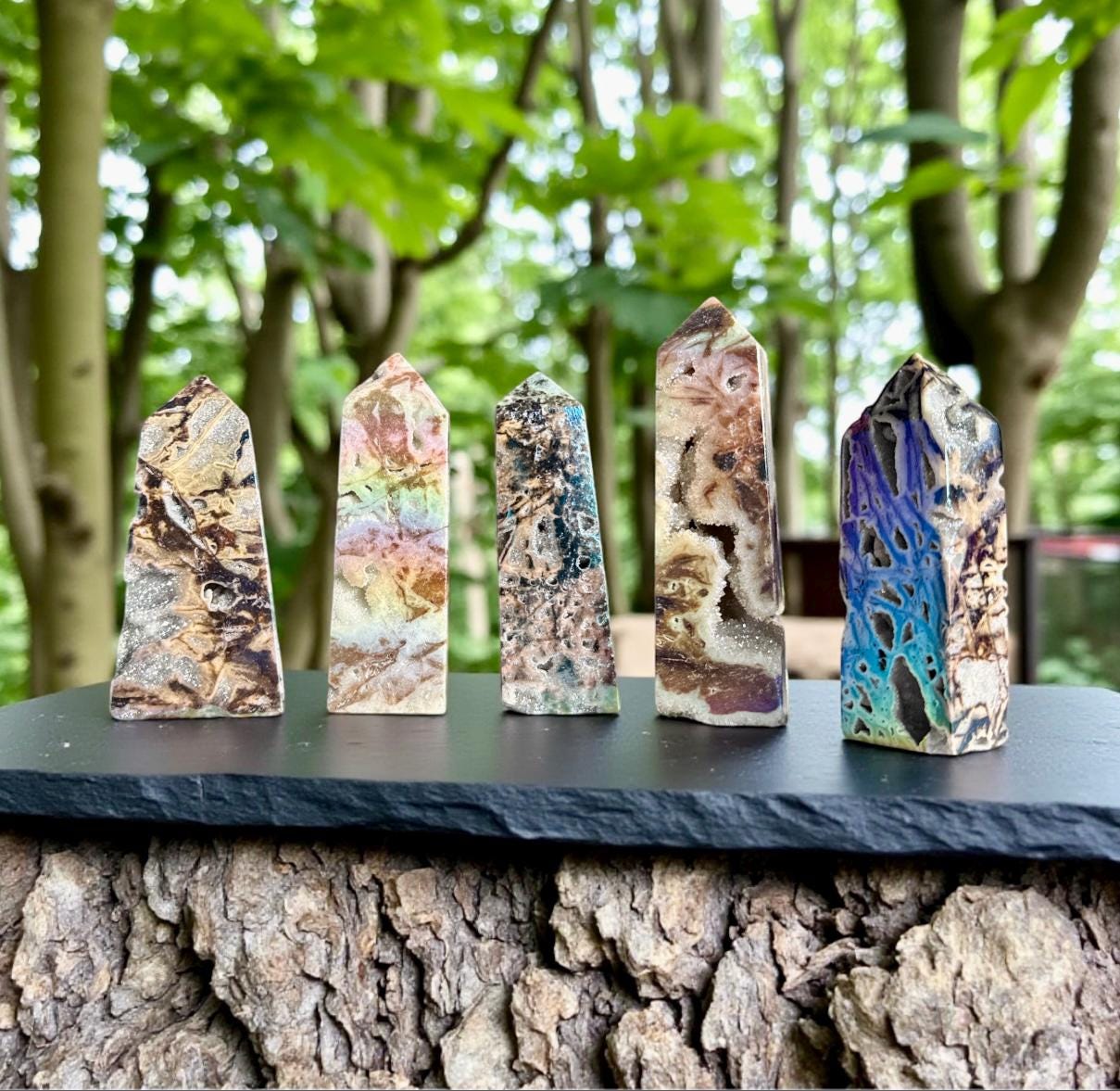 Aura Coated Sphalerite Druze Tower: Crystal Decor