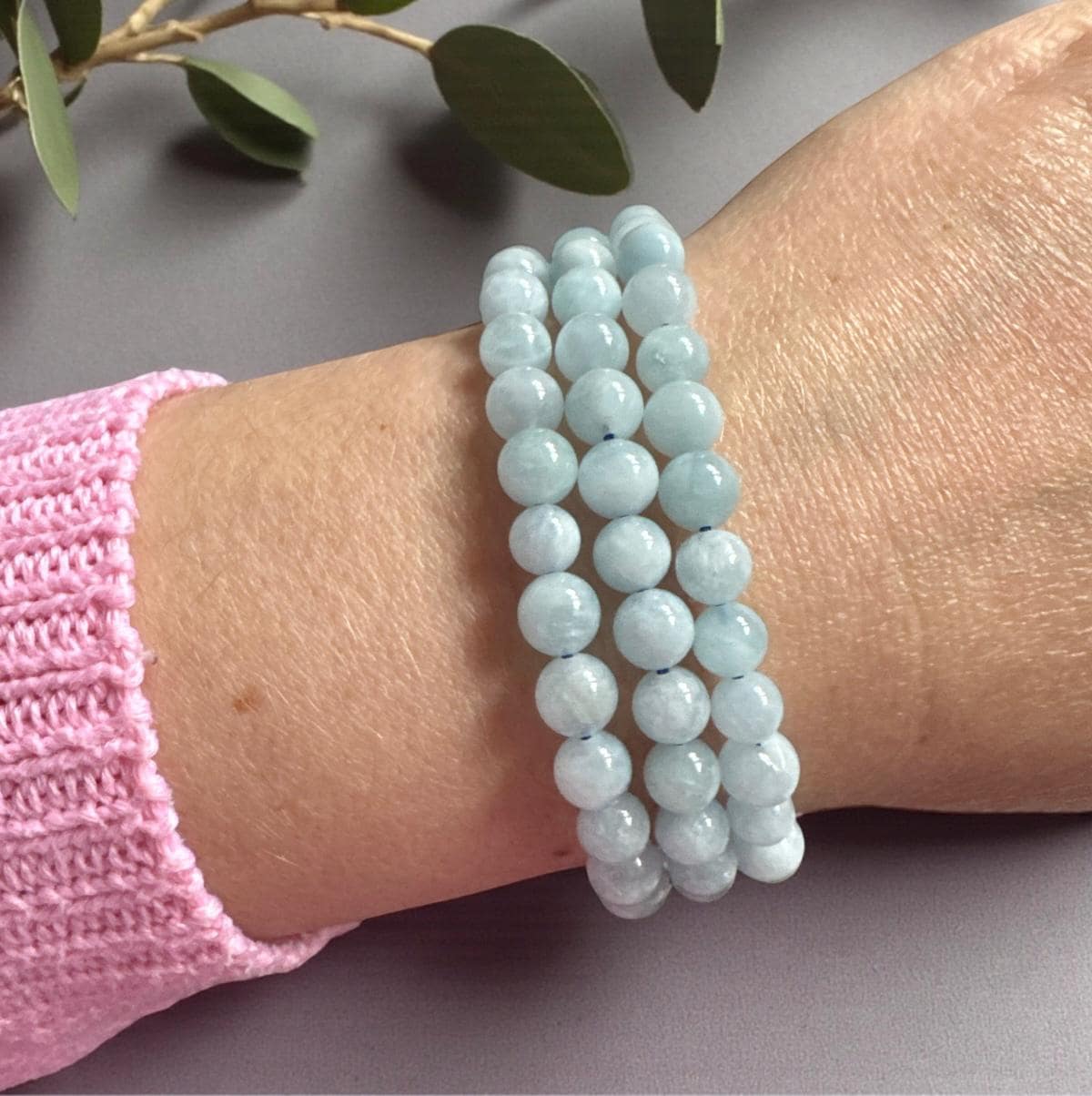 Larimar Crystal Bracelet 6mm • Emotional Healing, Calm & Balance • 7.5"