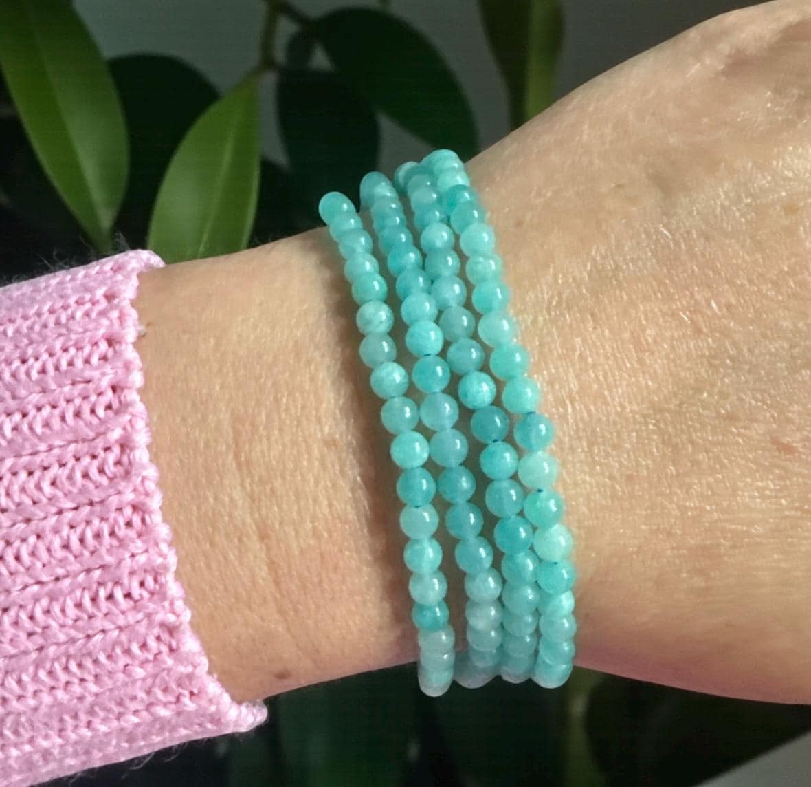 Amazonite Crystal Bracelet • 3mm Stretch Bead, Emotional Balance