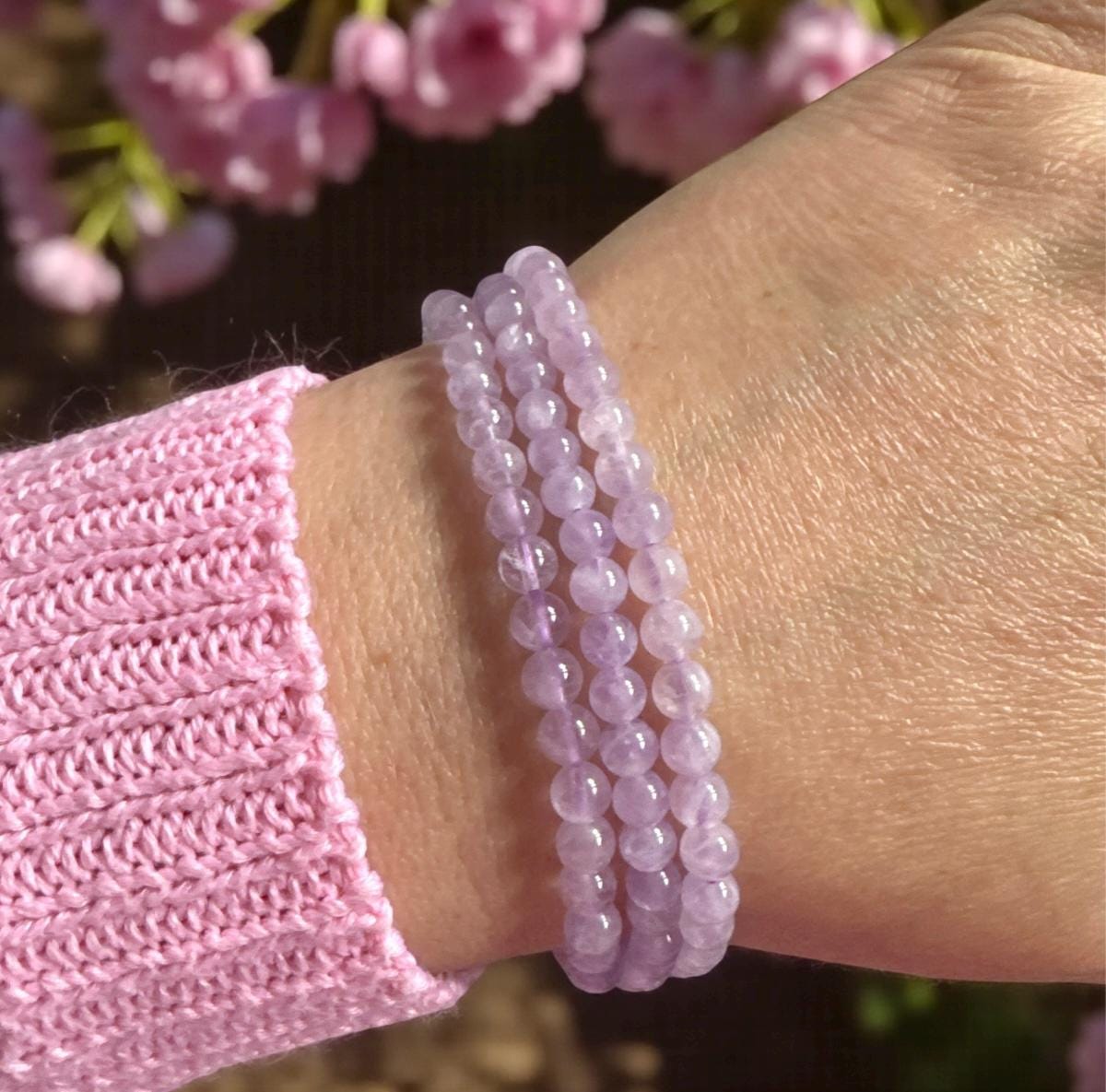 Lilac Amethyst Crystal Bracelet • Stress Relief, Calm (7.5")