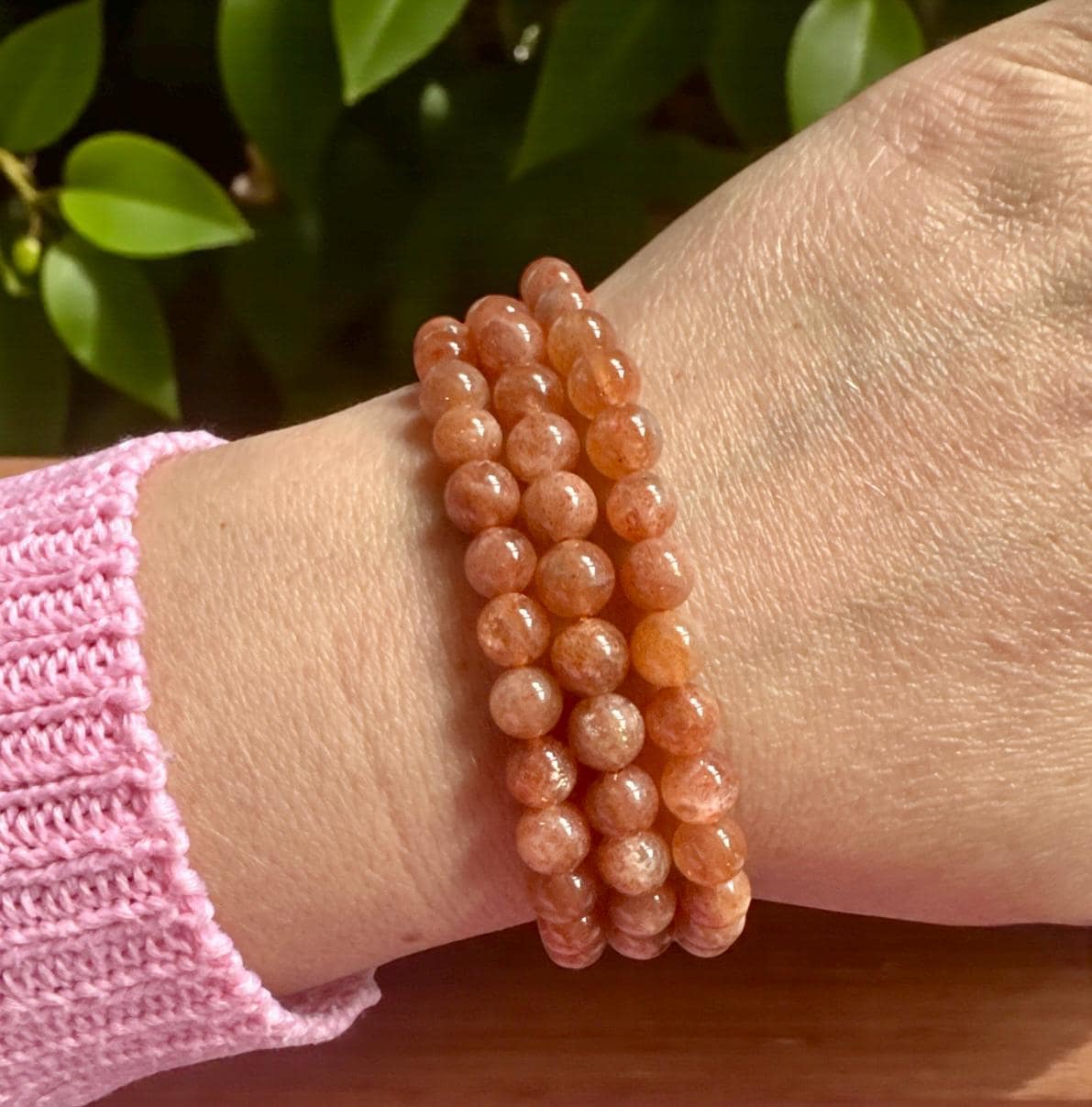 Sunstone Crystal Bracelet 6mm • Positivity, Confidence & Energy Boost. 7.5"