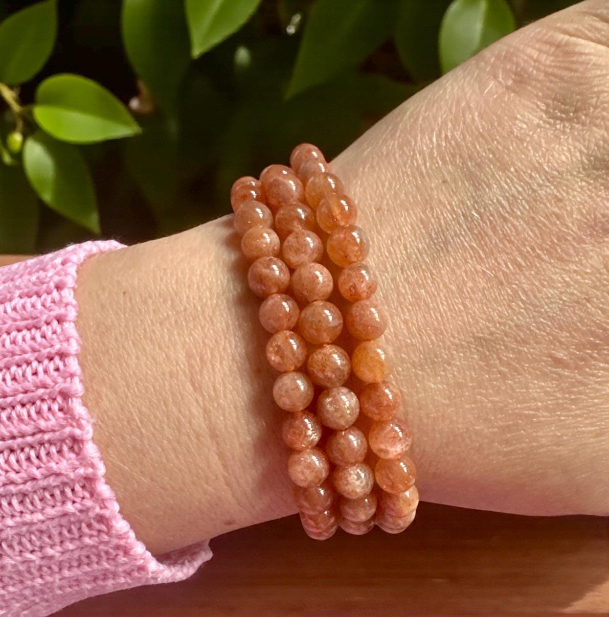 Sunstone Crystal Bracelet 6mm • Positivity, Confidence & Energy Boost. 7.5"