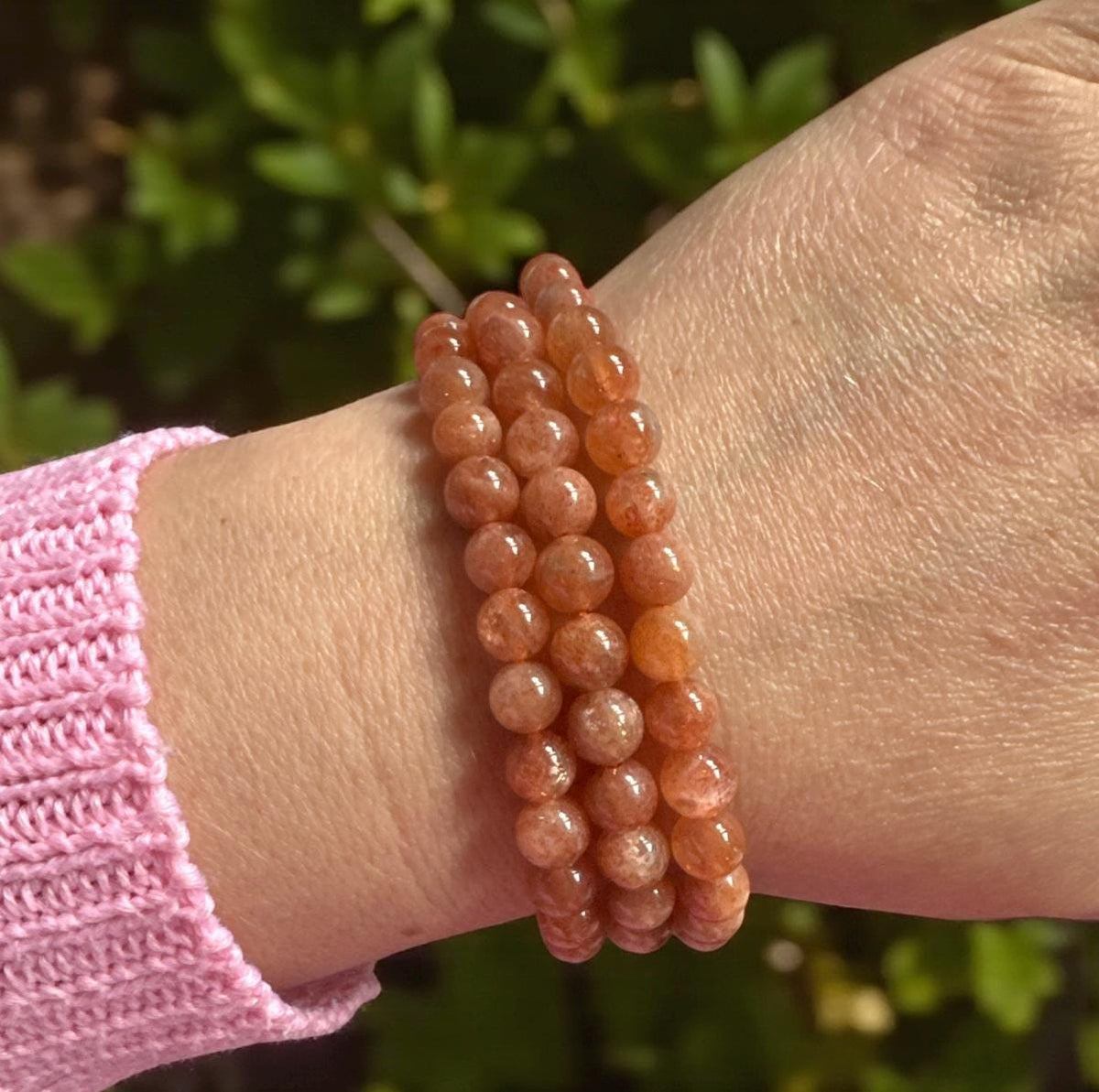 Sunstone Crystal Bracelet 6mm • Positivity, Confidence & Energy Boost. 7.5"