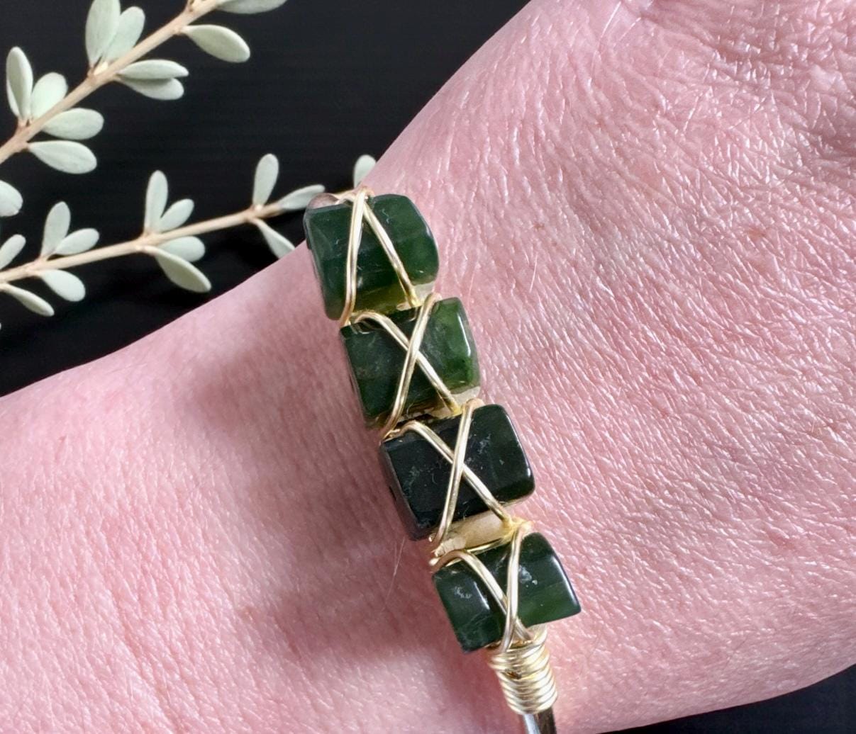 Australian Jade Cuff Bangle | Handmade Crystal Bracelet | Luna by Louise, Crystal Shop UK