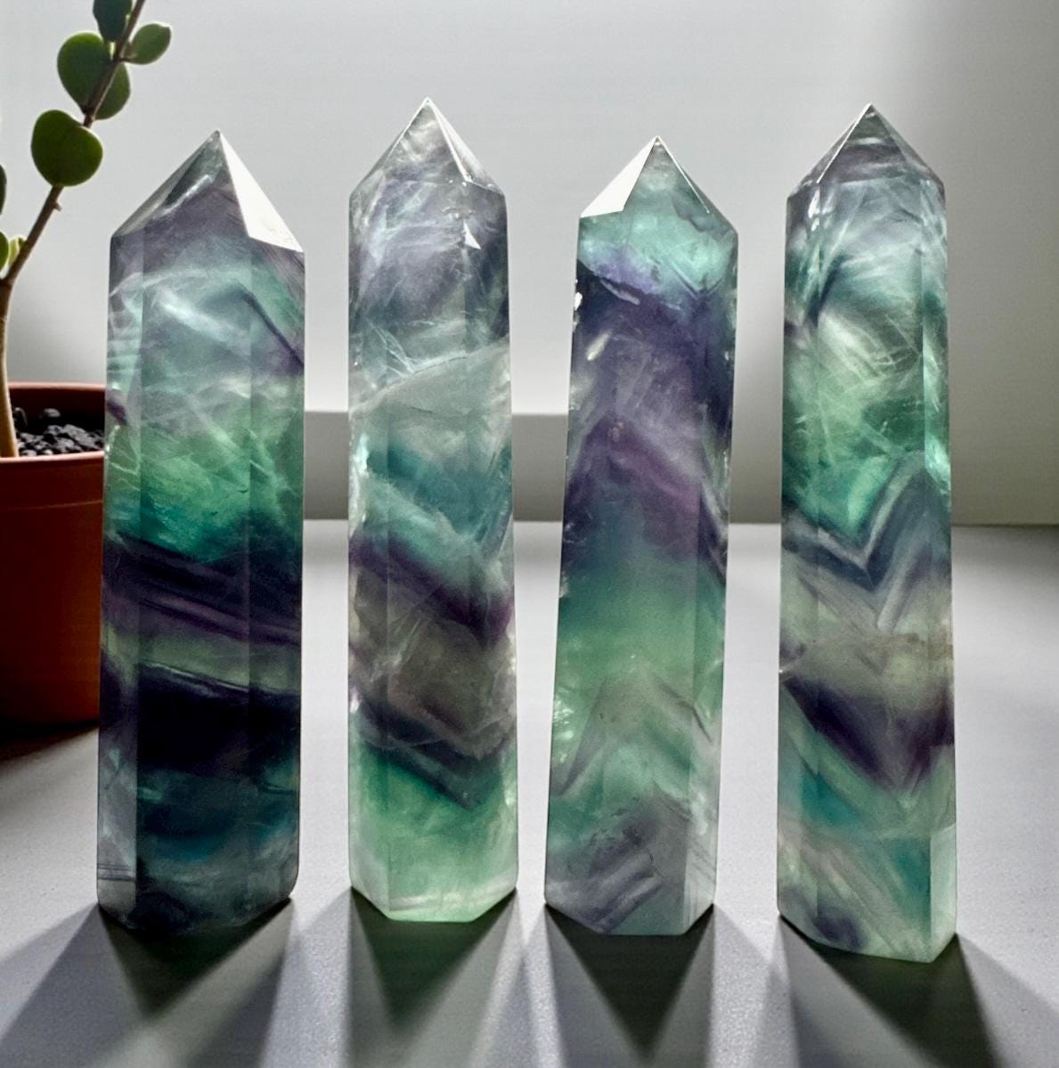 Dark Rainbow Fluorite Crystal Tower (110mm–120mm) – High-Grade Fluorite Clarity & Focus
