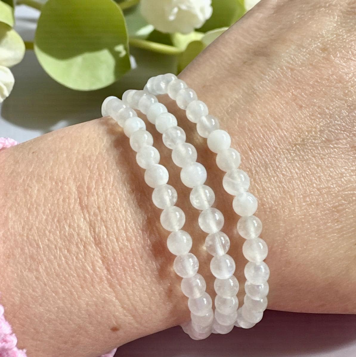 Angel Aura 5mm Quartz Bracelet: Rainbow Shimmer Crystal Jewelry, 7.5"