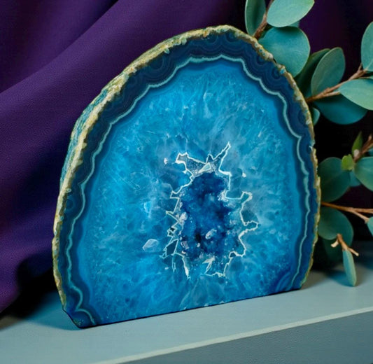 Blue Agate Standing Cut Base – A Calming & Soothing Crystal, Luna by Louise, Crystal Shop UK