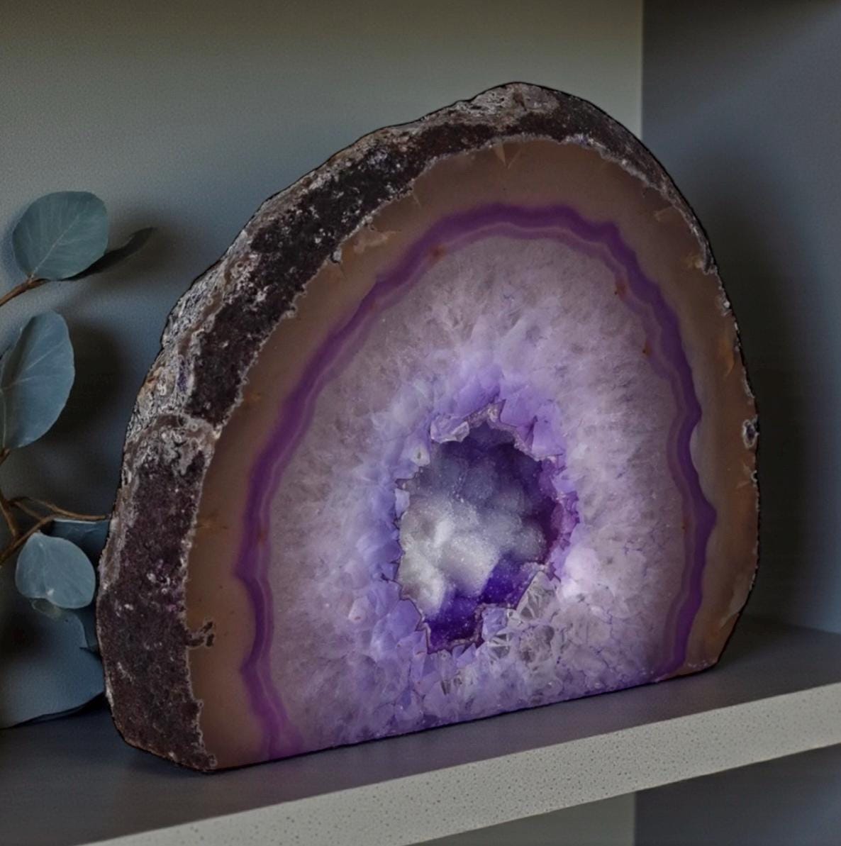 Purple Agate Crystal Slice: Intuition & Spiritual Growth