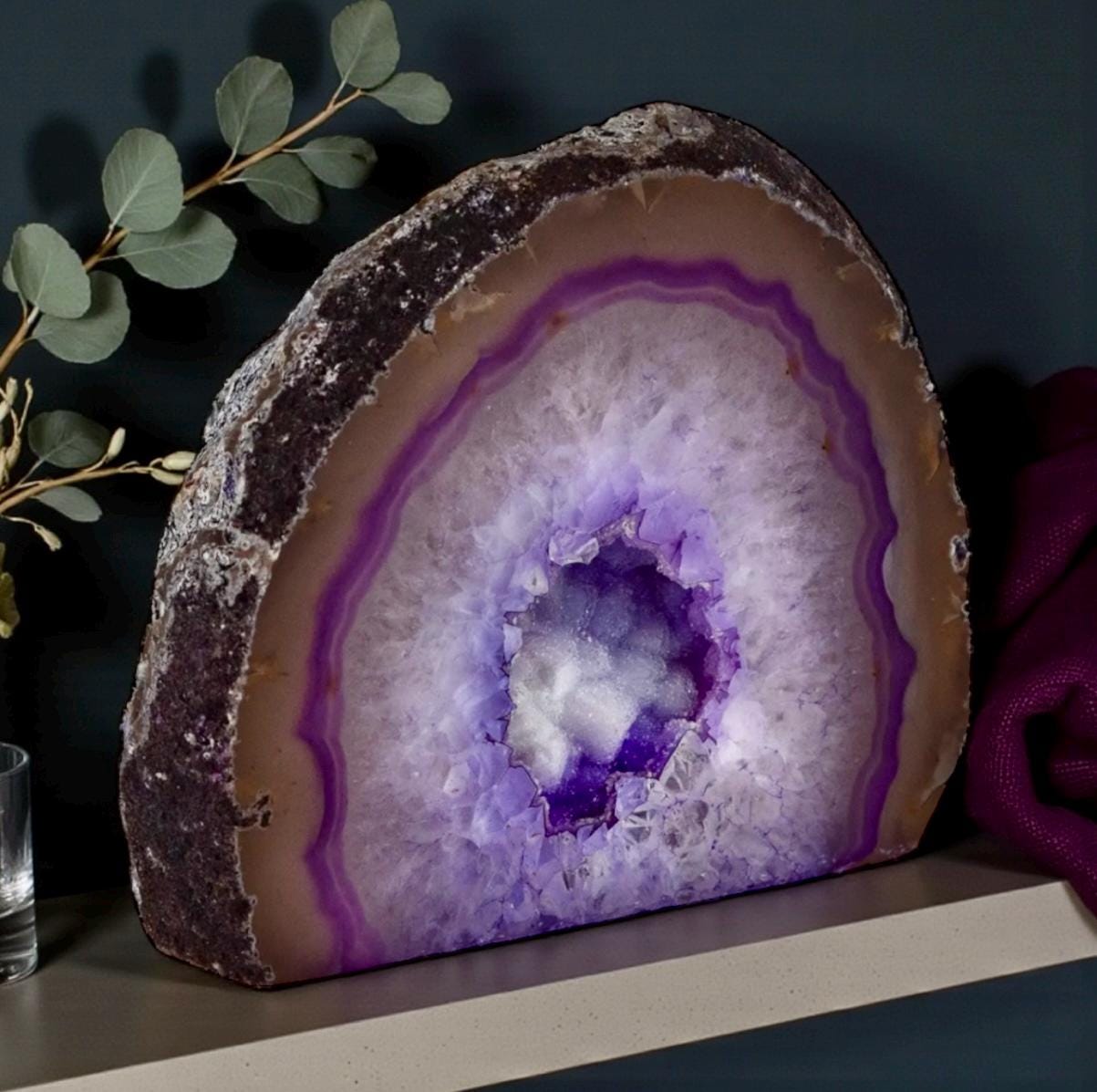 Purple Agate Crystal Slice: Intuition & Spiritual Growth