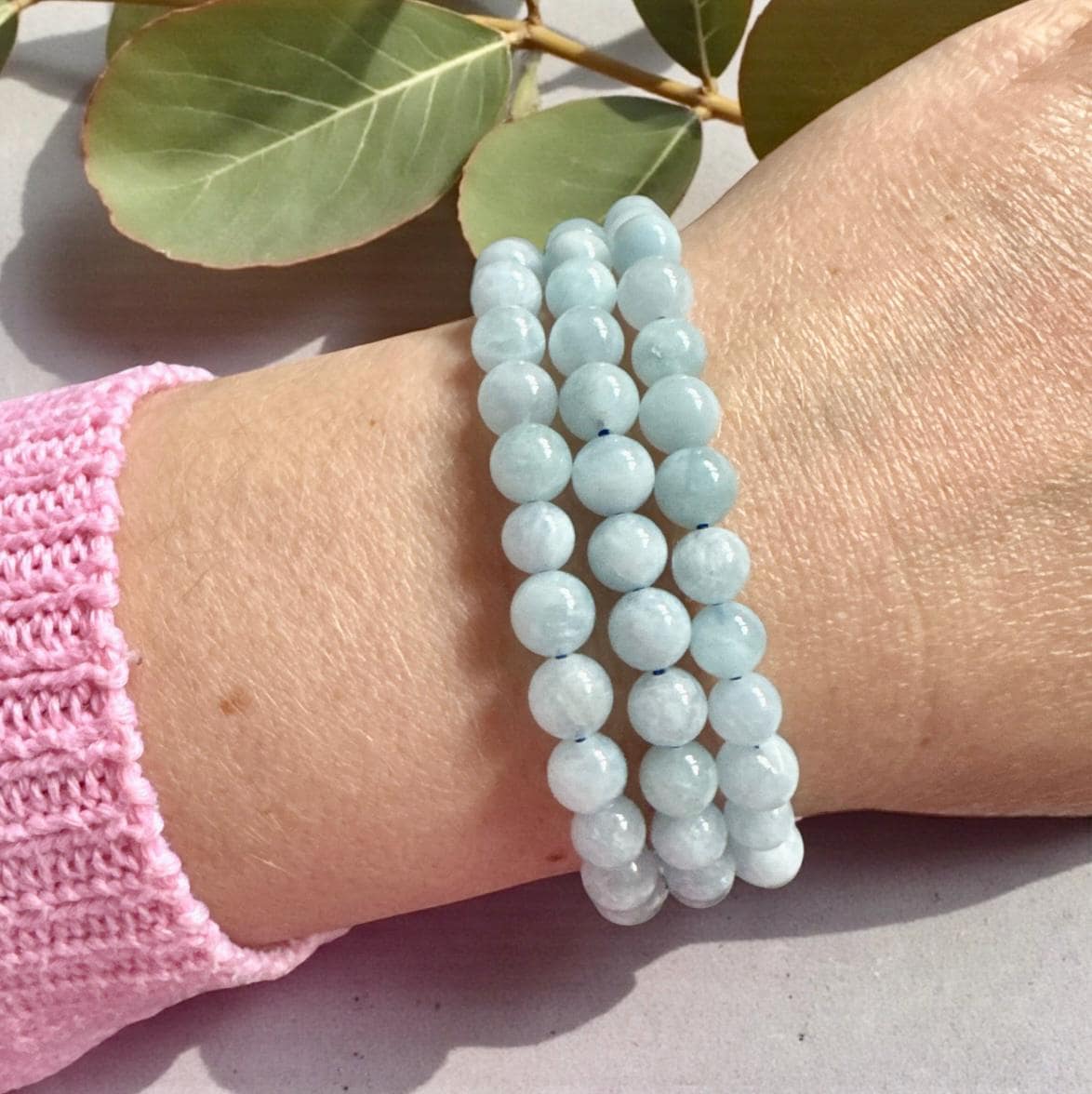 Larimar Crystal Bracelet 6mm • Emotional Healing, Calm & Balance • 7.5"