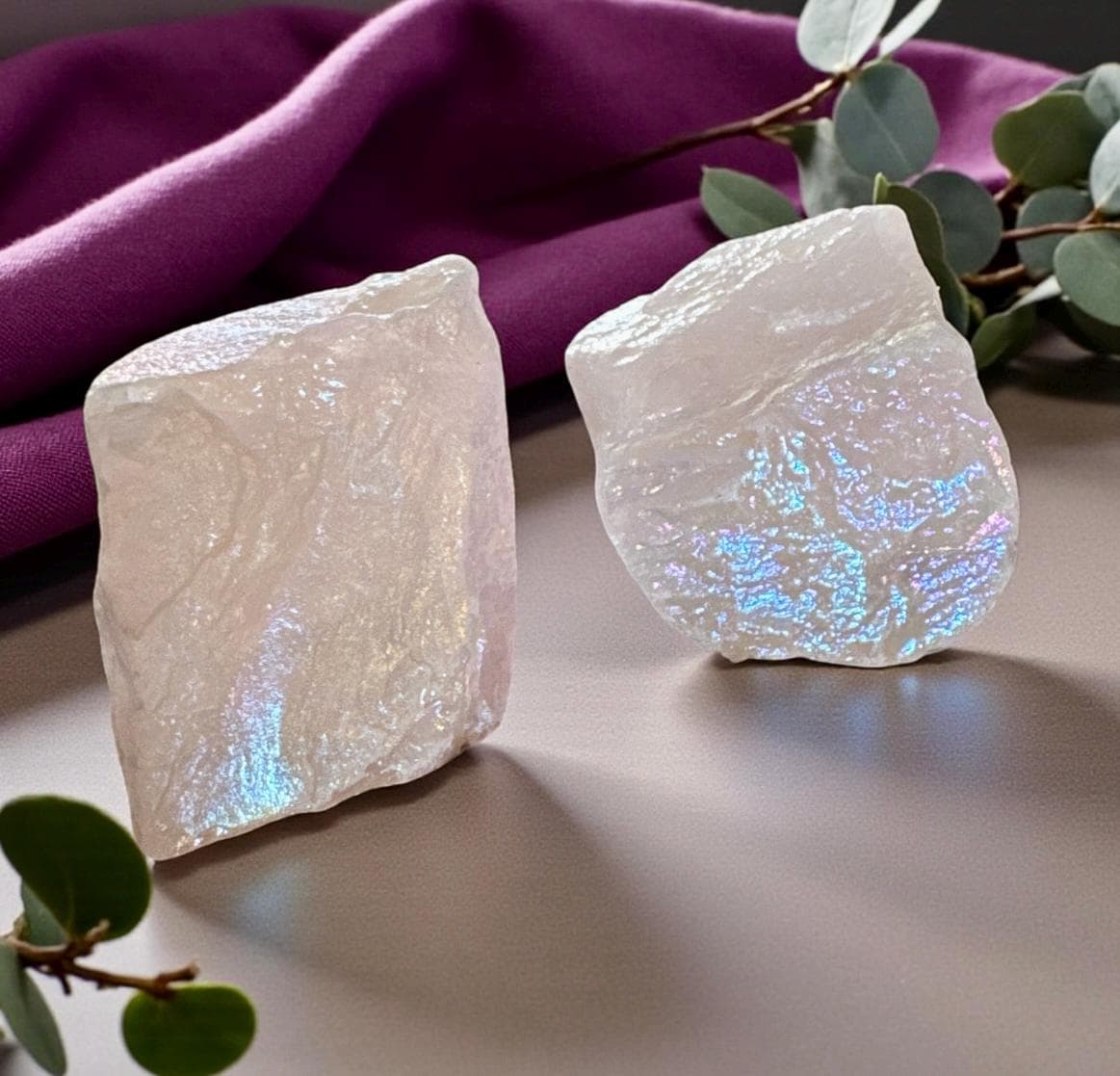 Aura Crystal Set – Raw Amethyst, Rose Quartz, Fluorite, Angel Quartz