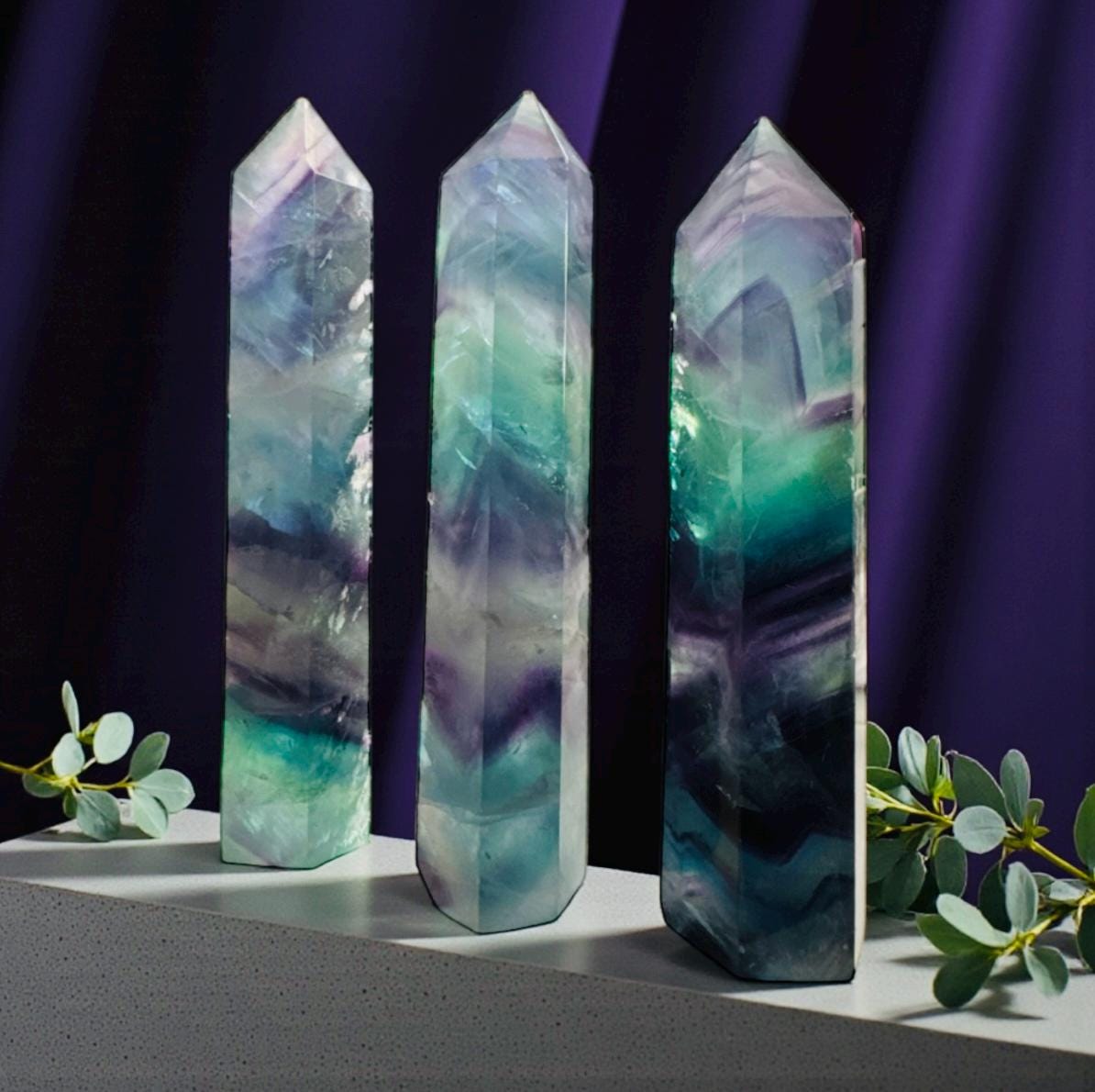 Dark Rainbow Fluorite Crystal Tower (110mm–120mm) – High-Grade Fluorite Clarity & Focus