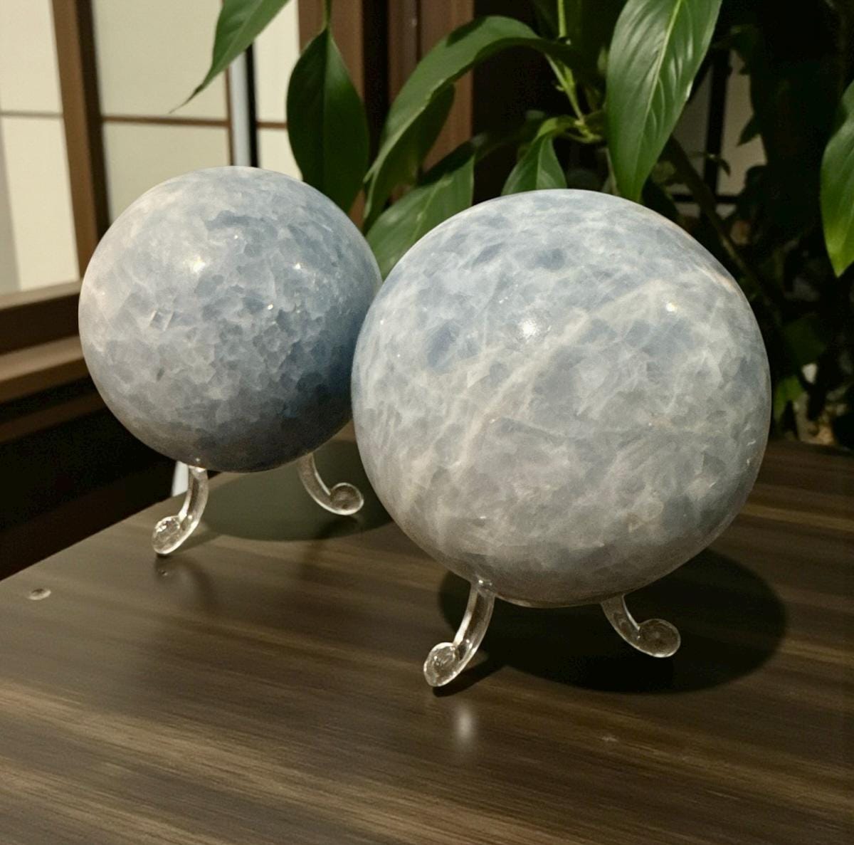Blue Calcite Sphere: Polished Crystal Ball for Peace & Communication (70-80mm)