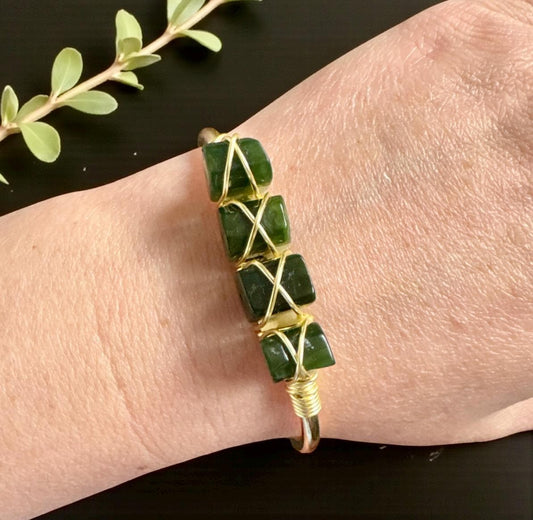Australian Jade Cuff Bangle | Handmade Crystal Bracelet | Luna by Louise, Crystal Shop UK