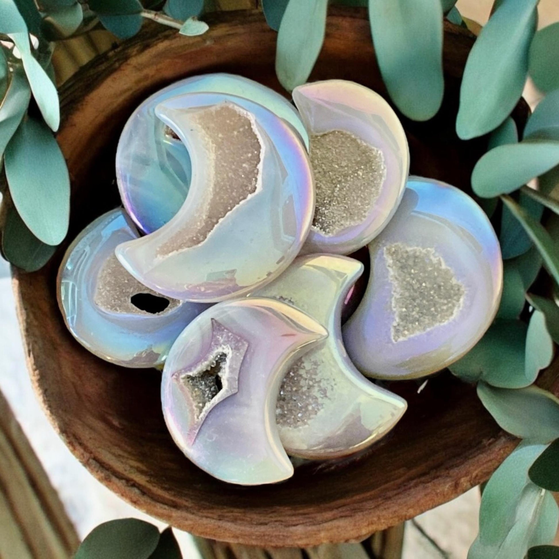 Agate Druze Aura Moon, Magical Agate Druze Aura Moon Crystal. Luna by Louise, Crystal Shop UK