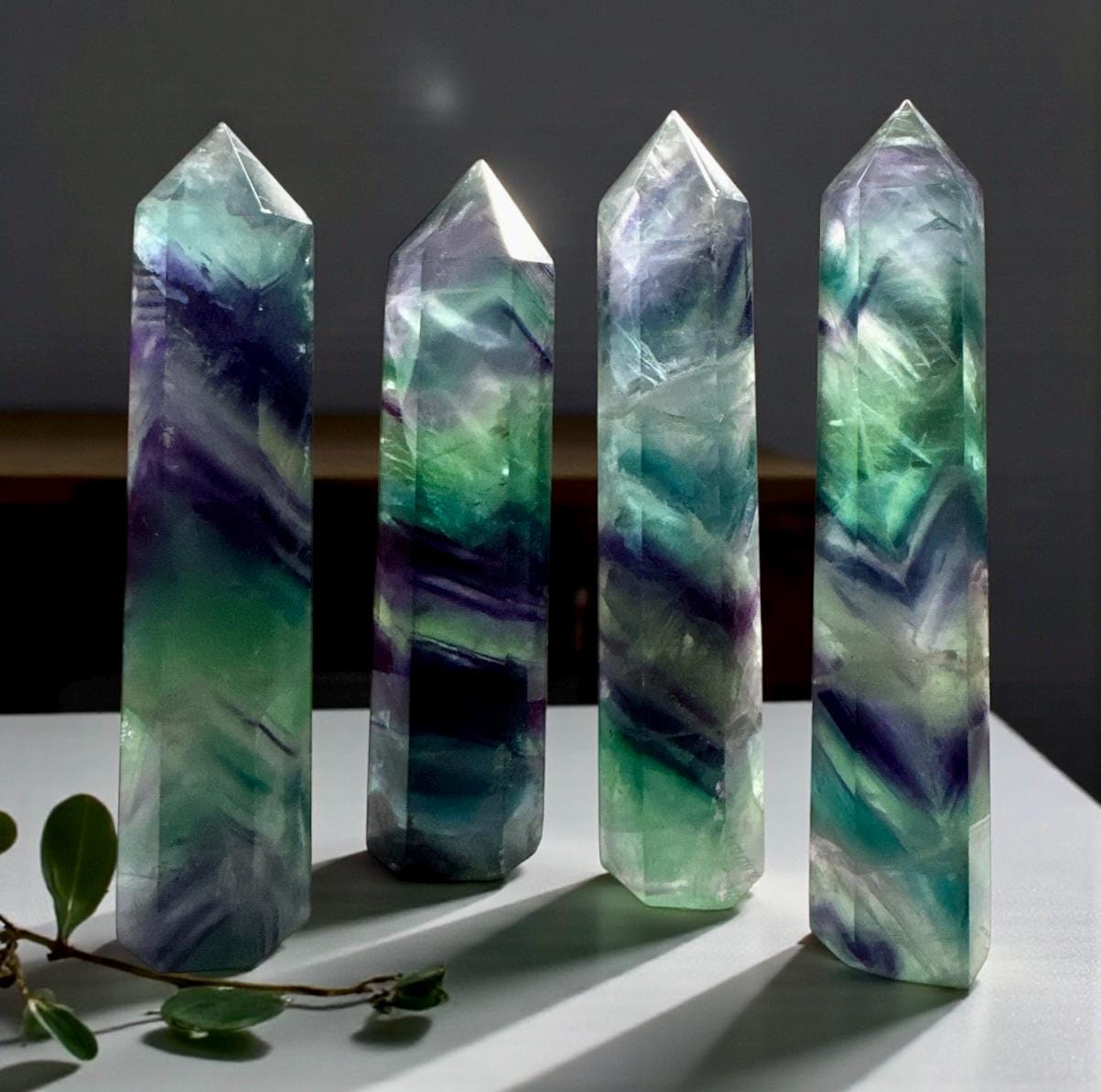 Dark Rainbow Fluorite Crystal Tower (110mm–120mm) – High-Grade Fluorite Clarity & Focus