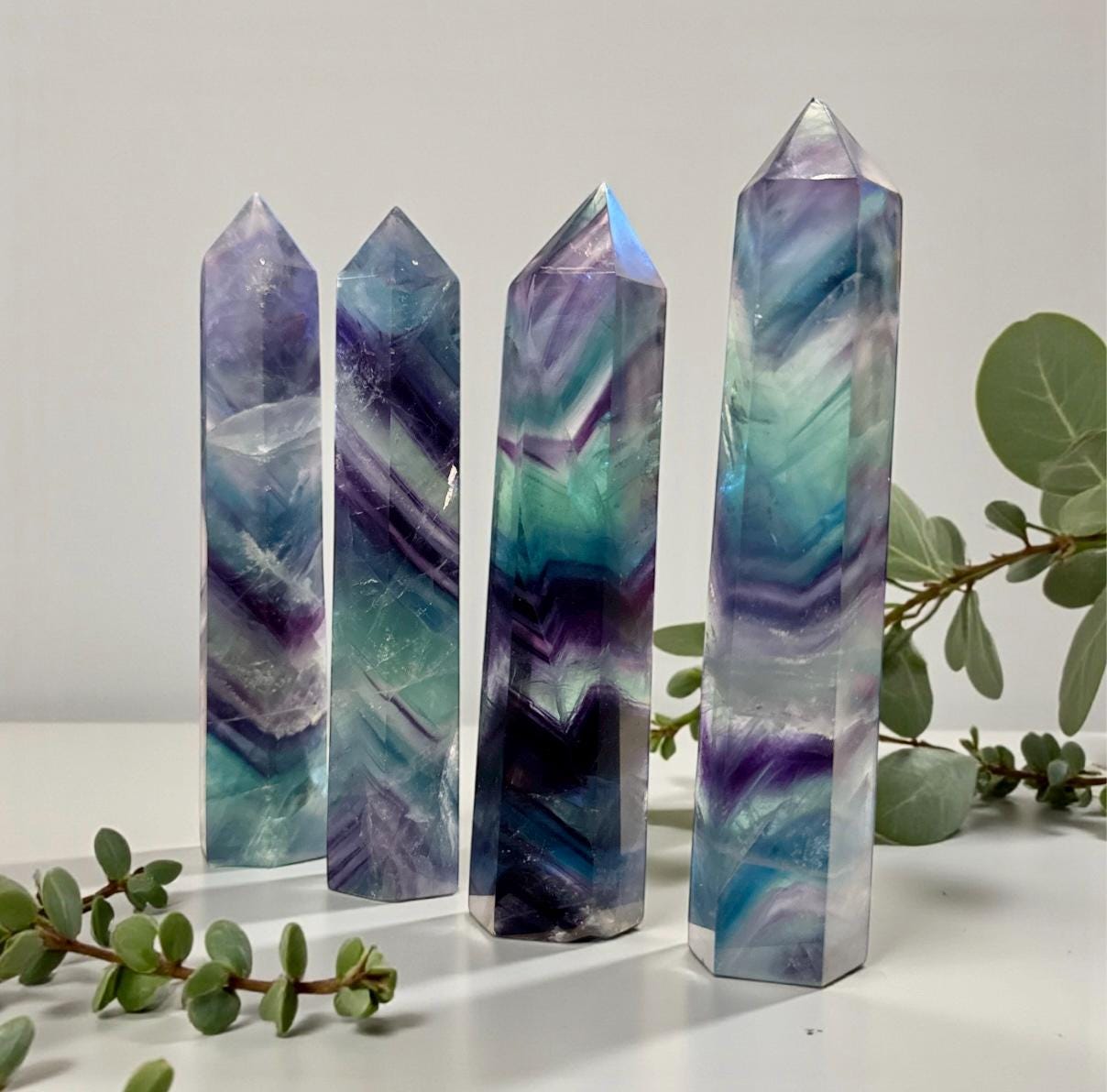 Dark Rainbow Fluorite Crystal Tower (110mm–120mm) – High-Grade Fluorite Clarity & Focus