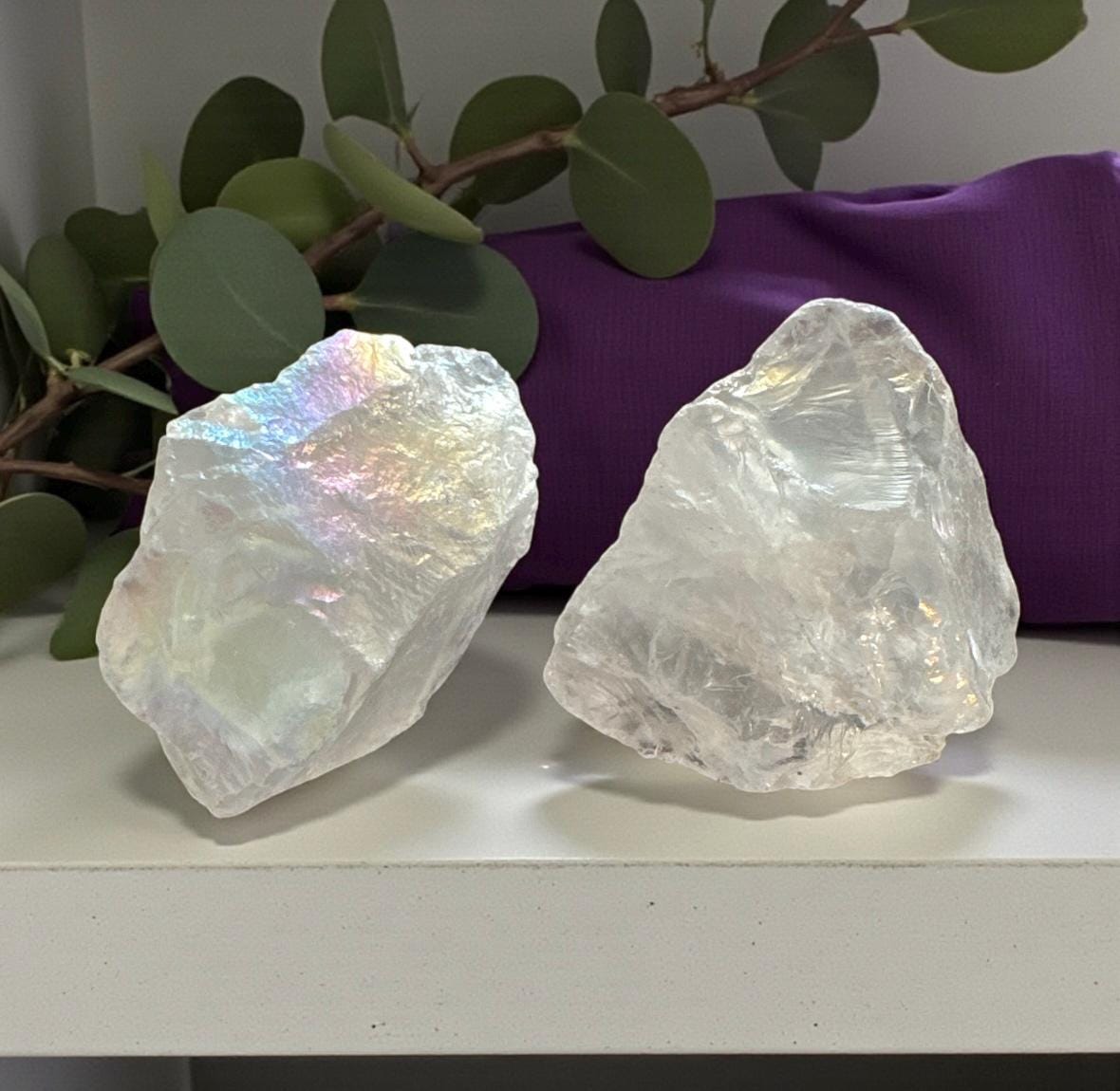 Aura Crystal Set – Raw Amethyst, Rose Quartz, Fluorite, Angel Quartz